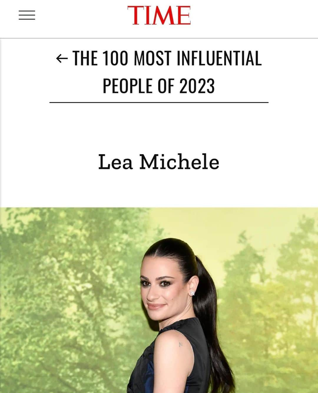 リア・ミシェルのインスタグラム：「I don’t know what to say. I’m so incredibly honored and proud to be included in the 2023 #TIME100 list for the second time. Thank you to my friend @ryanmurphyproductions for writing this beautiful piece. This is a dream come true. ❤️ See the full list here: time.com/time100 #time100」