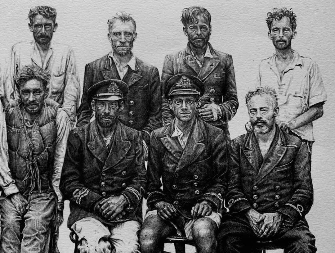 ラングリー・フォックスさんのインスタグラム写真 - (ラングリー・フォックスInstagram)「May 19, 1941 13 survivors from the English ocean liner Britannia  Pen on paper 12” x 9”」4月14日 0時27分 - langleyfox