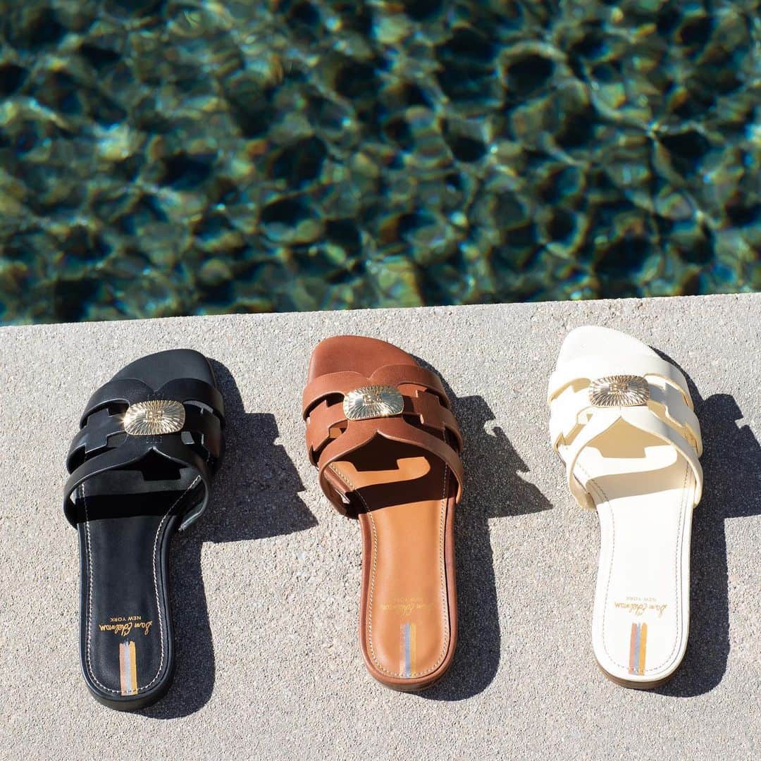 サムエデルマンのインスタグラム：「Lounge poolside in THE BAY RADIANT Tap to shop  #samedelman #ss23 #womenslides」