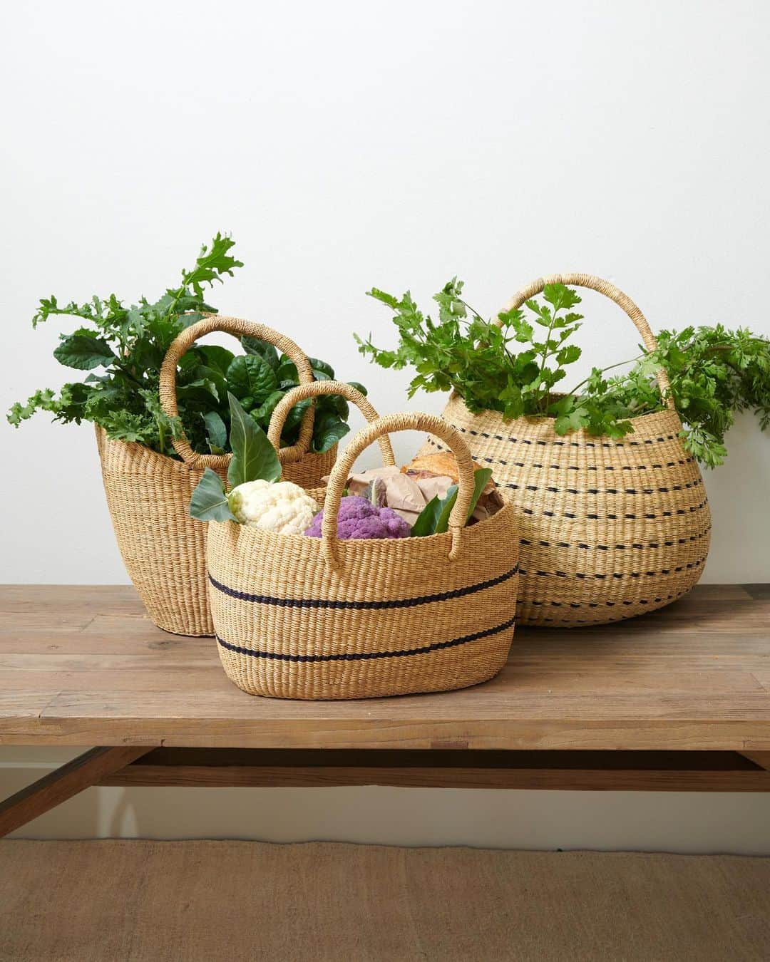 The Little Marketのインスタグラム：「From the farmers market to the grocery store, your produce is never a bore. Our handmade market basket collection is carrying you through every errand, picnic, and beyond with function and beauty. 💕」