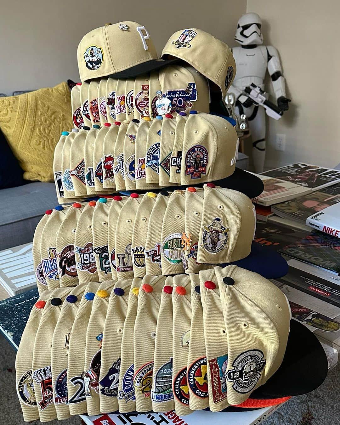 Mr. Tyのインスタグラム：「From June 2021-April 2023, 50 athletes that I considered “HEROES” were honored in the form of a hat.  Adding hints of metallic threads when nobody cared for metallics, white front logos, back and forth emails with the best rep ever (Mr. Sweet) getting button and crown colors correct, making team colors great again, hitting cities for the locals when I could, seeing 1000s of “I need” DMs, random NFL and NBA drop, seeing people lined up Stash faithfully- this was a fun series.  Thanks to those who picked up one or several of these for sure!  FIN.   Now that it’s all said and done- what’s your top 3?  Me-  Jackie BK.  Rickey As.  Jimmy Phillies.  #capson #fittedcap #fittedfiend #teamfitted #thatfittedmean #stayfitted #59fifty #heroes #igfittedcommunity #myfitteds #fittednation #neweracap #fittedfam #neweracaptalk #fittedsnob #stayfitted #newera」