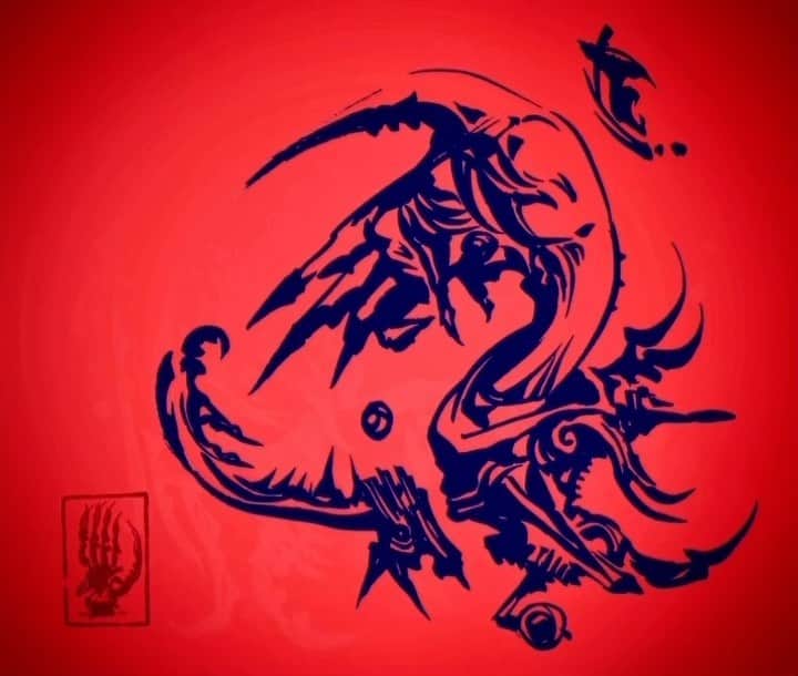 のインスタグラム：「62。良き方角を導く機界。#動く筆練習 #ライブドローイング　#dragon #monster  #sketch #japan  #creature  #fairy  #drawing  #illustration」