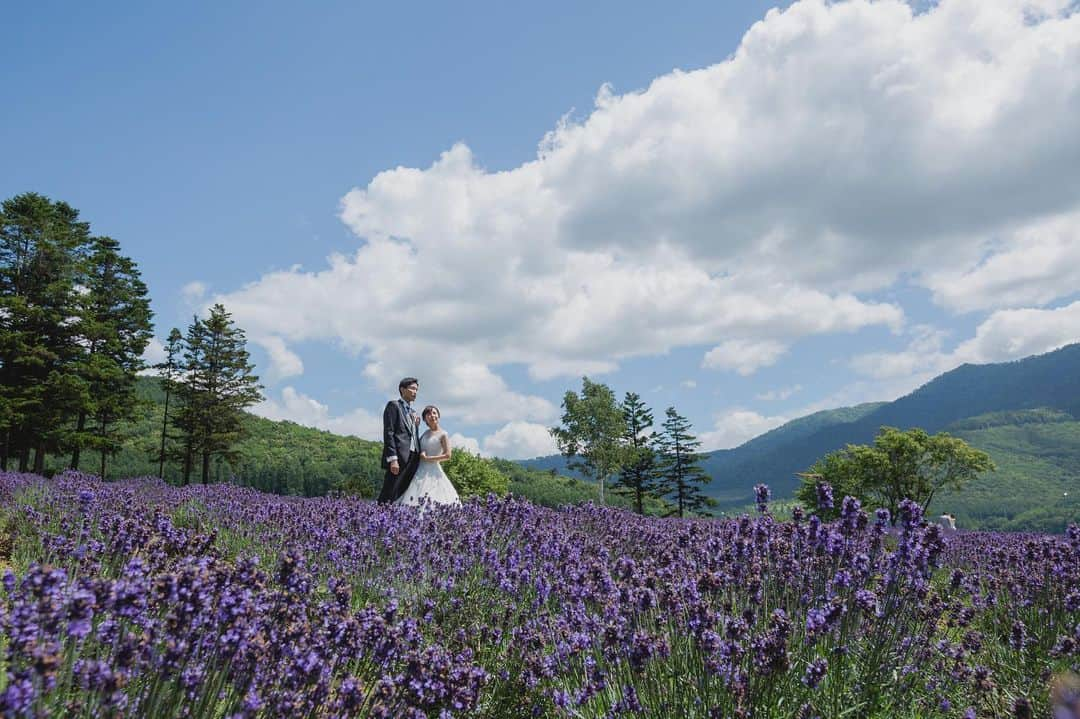 STUDIO SOLAのインスタグラム：「⁡ 【北海道の大自然で最高のフォトウェディング🌸】  かなやま湖でのラベンダーロケーションは北海道らしさを感じていただけるロケ地として毎年多くの方からご要望を頂くロケ地です✨ ラベンダー撮影枠残りわずか！！お急ぎください‼️  毎年大好評の 北海道スタジオSOLAが 2023年は6月〜10月で期間限定OPEN☀️  ⁡ 詳しくは最寄りの店舗までお電話またはメールにて お気軽にお問い合わせ下さい😀 ⁡ 今年は札幌に新店舗が4/29にオープンするので 札幌店で和装撮影を行い、美瑛店で洋装撮影行うのも可能です✨ 6月なら札幌オープン記念での特別割もご用意してますので要チェックです♫  デコルテ公式アカウント ▷▷ @decollte_weddingphoto ⁡ スタジオアクアSOLA ▷▷ @studiosola_hokkaido  ⁡ ⁡ #d_weddingphoto #デコルテフォト #スタジオソラ #美瑛前撮り　 #スタジオSOLA #北海道ウェディング　 #撮る結婚式 #ウェディング #ウェディングフォト #フォトウェディング #ラベンダー畑  #花嫁 #プレ花嫁 #卒花嫁　 #関東花嫁 #リゾートウェディングフォト #花嫁準備 #前撮り #北海道ラベンダー #結婚式 #結婚式準備  #ヘアメイク #洋装前撮り #和装前撮り #ドレス試着 #北海道前撮り  #ウェディングフェア #プレ花嫁さんと繋がりたい #全国のプレ花嫁さんと繋がりたい #日本中のプレ花嫁さんと繋がりたい」