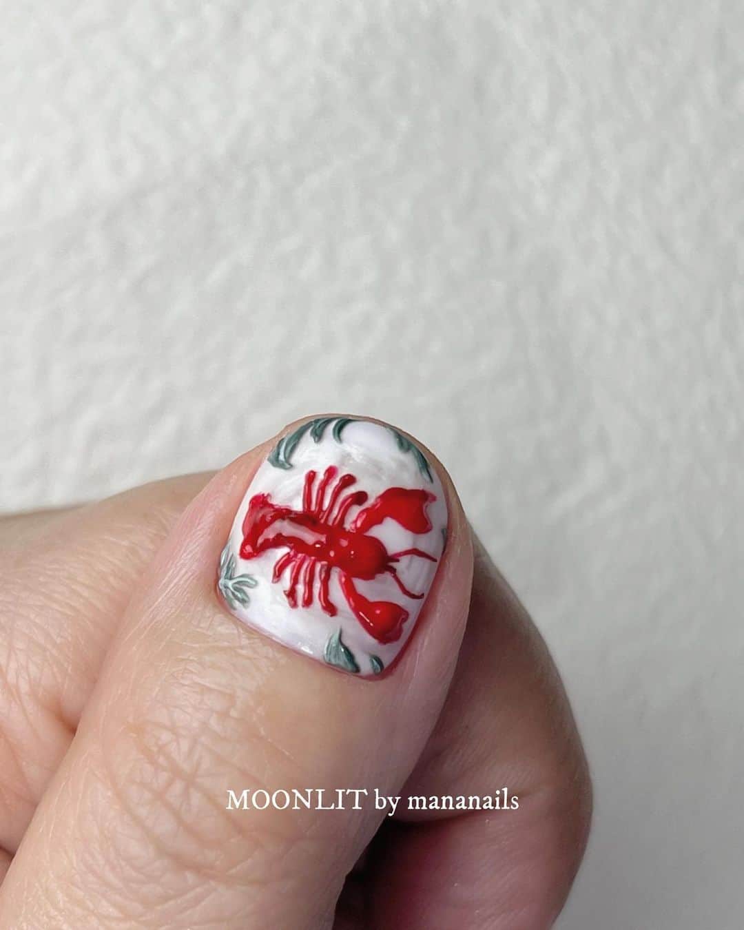mananailsのインスタグラム：「🦞  謎の親指ロブスターのオーダー🙃🦞🌿 親指以外はラブリー🎀💗💫  ☾150minオフ込み」