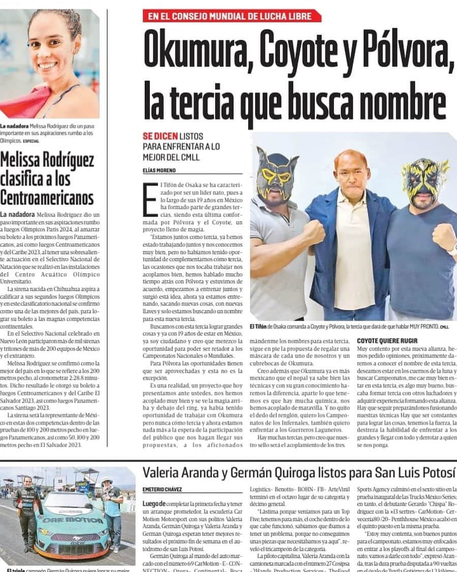 奥村茂雄さんのインスタグラム写真 - (奥村茂雄Instagram)「Reportaje del periódico La Prensa del día de hoy. - - #cmll #laprensa #periodico @polvoracmll @el_coyote_cmll #okumura #tifondeosaka」4月10日 11時25分 - okumuracmll