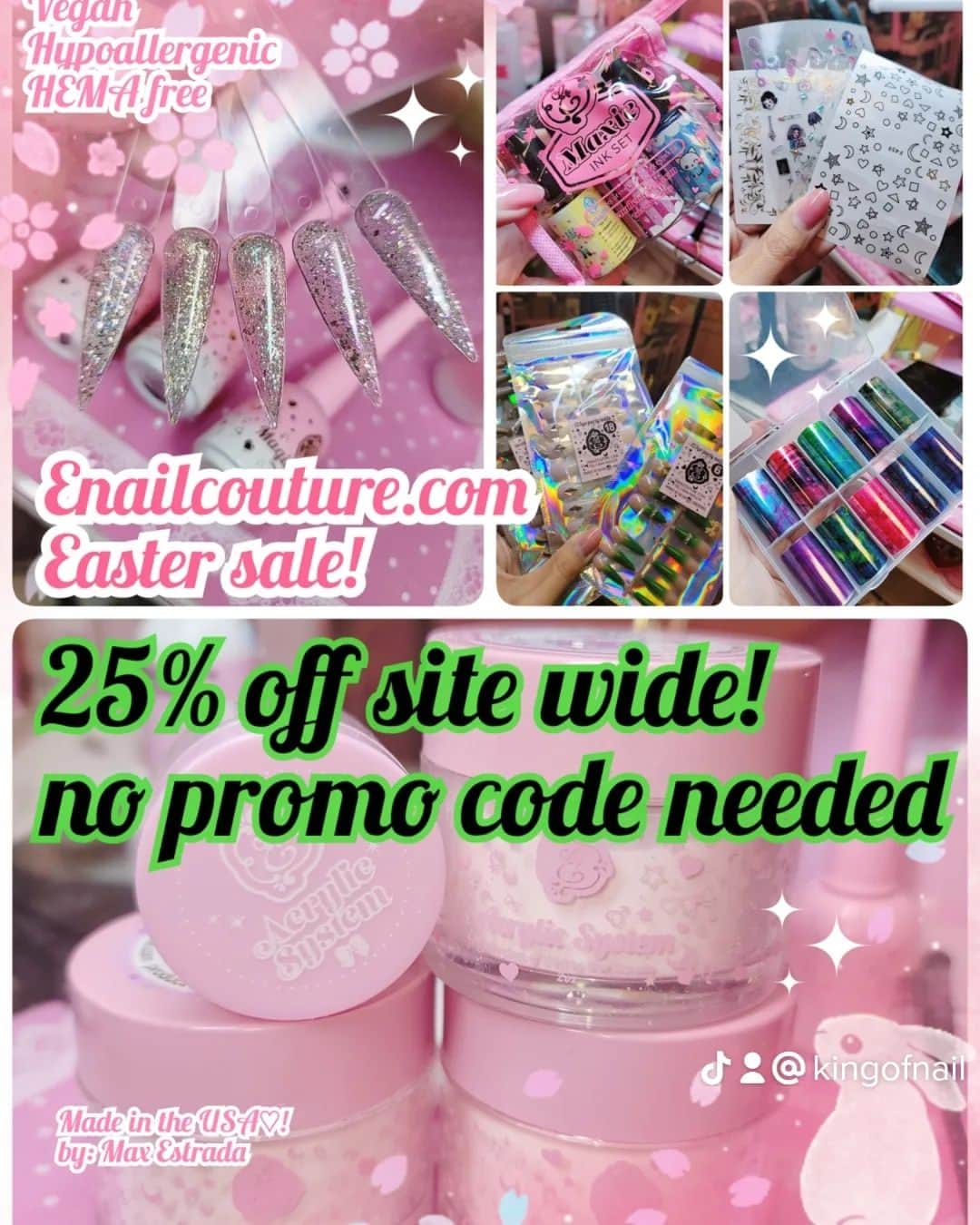 Max Estradaのインスタグラム：「Enailcouture.com Easter sale! 25% off no promo code needed   Enailcouture.com 123go pre made full coverage gel nails in French alond style ♡~! Out NOW ♡!~ made in America 🇺🇸  ネイル #nailpolish #nailswag #nailaddict #nailfashion #nailartheaven #nails2inspire #nailsofinstagram #instanails #naillife #nailporn #gelnails #gelpolish #stilettonails #nailaddict #nail #naildesigns #nailtech#nailsonfleek」