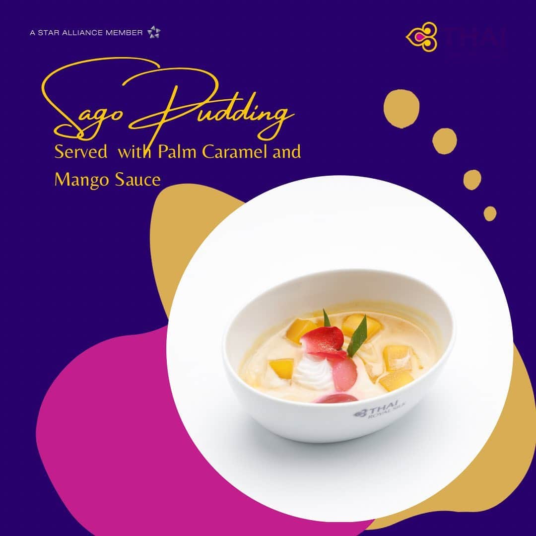 タイ航空さんのインスタグラム写真 - (タイ航空Instagram)「Celebrate Songkran in style with THAI! We're serving up some delicious desserts onboard our outbound flights during 13-15 April 2023. 🎉🍨 Indulge in some mouth-watering Sago pudding with palm caramel and mango ice cream (Royal First Class), Sago pudding with palm caramel and mango sauce (Royal Silk Class), or Sago pudding with mango sauce (Economy Class). Don't miss out on these special treats!   #thaiairways #smoothassilk #SongkranFestival #SpecialDesserts #onboard  #sago #pudding #SongkranFestival #OnboardTreats #mango #mangoicecream #mangosauce #palmcaramel」4月10日 22時37分 - thaiairways