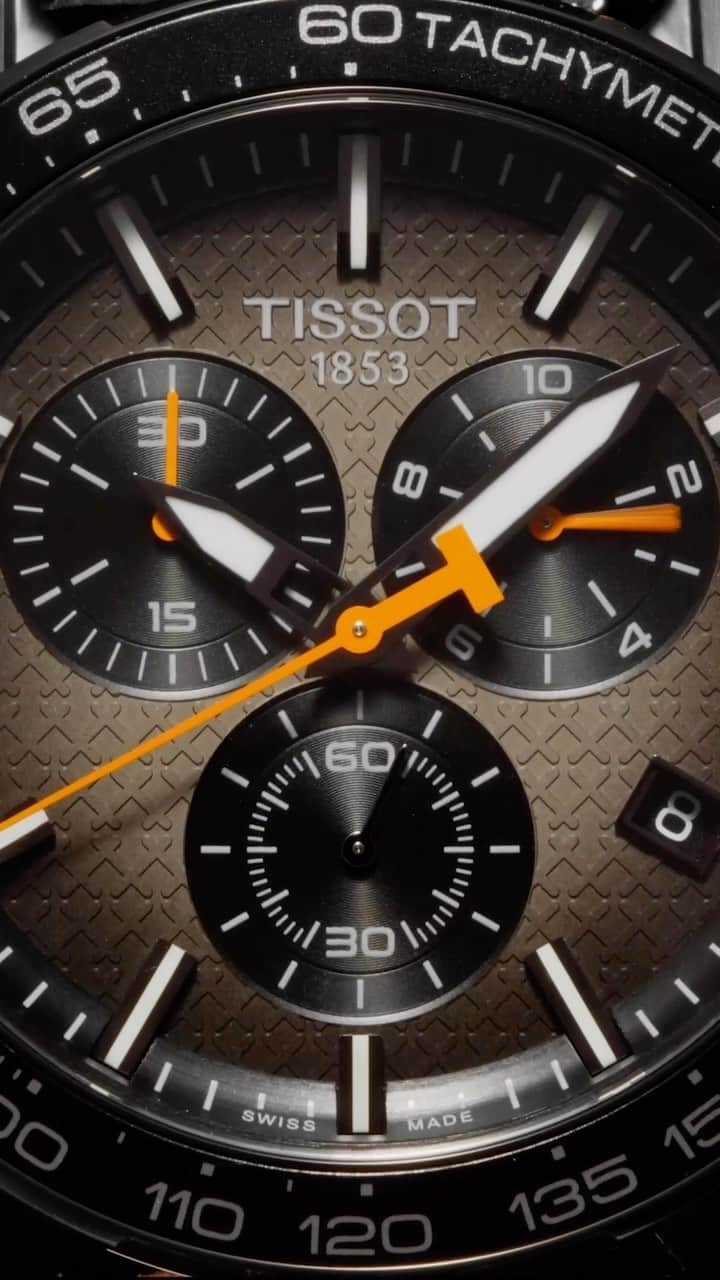 ティソのインスタグラム：「Step up your game and shoot for the stars with Tissot’s Supersport Chrono Basketball Edition. This high-performance sports watch combines Swiss watchmaking with basketball-inspired design. The black PVD-coated case and orange accents represent the intensity of the game, while the dynamic design transitions seamlessly from court to street. this watch is the ultimate partner for timing every second of every NBA Play-Off game. #TissotNBA #SupersportChrono #BasketballEdition #ShootForTheStars #NBAPlayOffs」