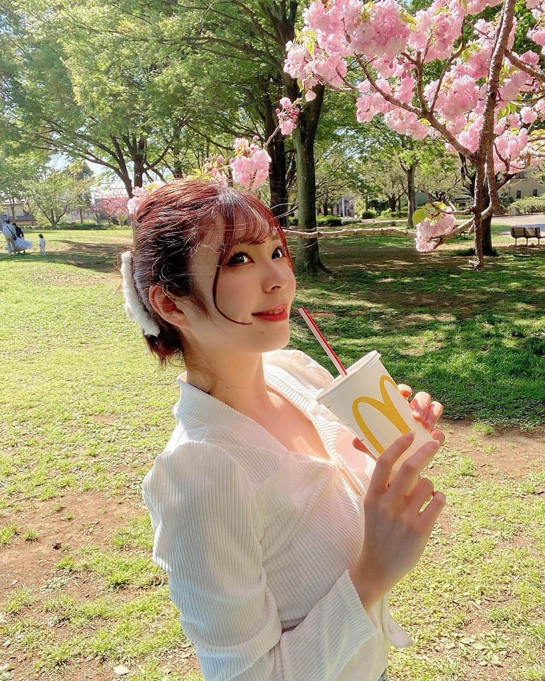 原満莉菜さんのインスタグラム写真 - (原満莉菜Instagram)「風も強しで、もうほとんどお花ない見になってしまいました😥🌸 が綺麗でした🌸  ． ． ． ． #お花見 #桜」4月10日 16時32分 - marina_serizawa