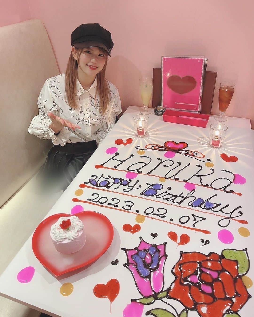 梅咲遥のインスタグラム：「お友達がちょいと遅めのお誕生日のお祝いしてくれました！！！😭🫶」
