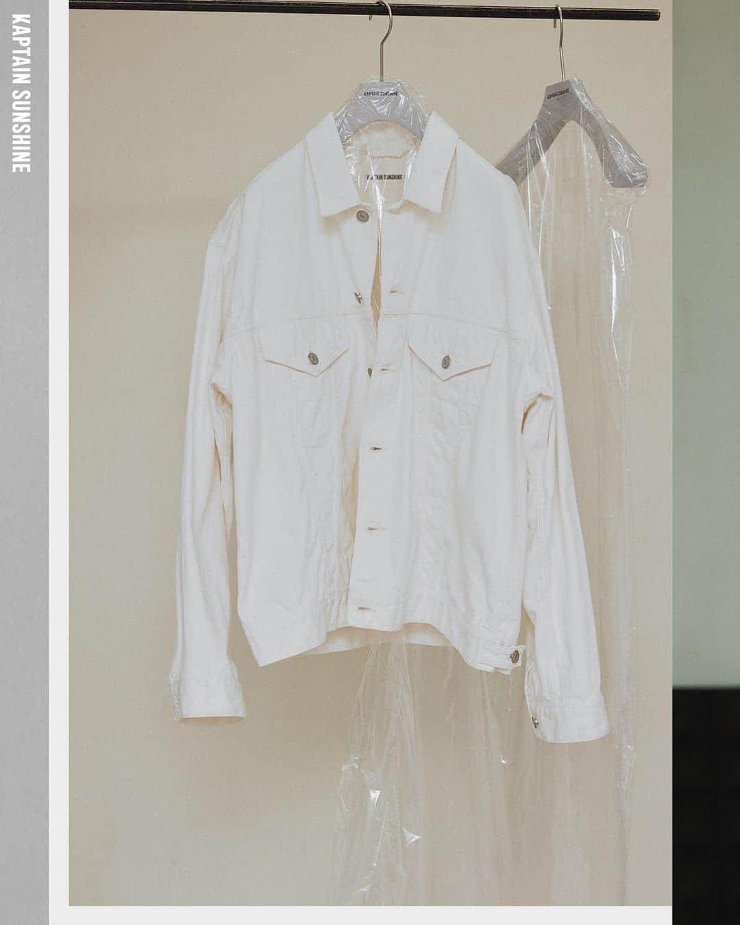 キャプテン サンシャインのインスタグラム：「.  KAPTAIN SUNSHINE 23SS ITEMS  Trucker Jacket No.3 Indigo / White / Green  More information can be found at our online store. kaptainsunshine.com  #kaptainsunshine」