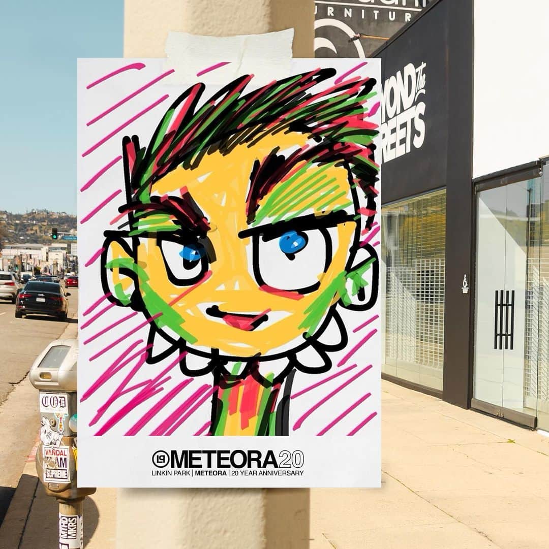 リンキン・パークのインスタグラム：「Create your own Linkin Park Graffiti Art and we might share it on our pages in a future #MeteoraMonday. Add your art in the blanks, and make sure to tag us 🖼️  1st slide by @mrjoehahn 🎨 #meteora20」