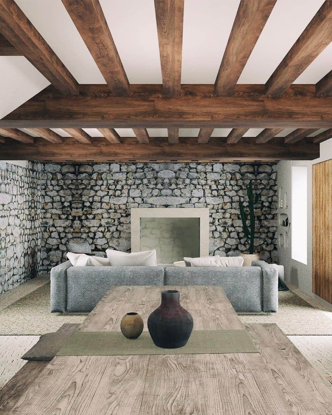 NICOLAS SIMOESのインスタグラム：「Its getting real 🥺 On s’approche à grands pas de la fin du chantier même si vous pouvez voir qu’il reste encore un peu de travail!! Voici les plans 3D du coin salon/salle à manger 🥰 Vous aimez ? @maisonnicoline ✨」