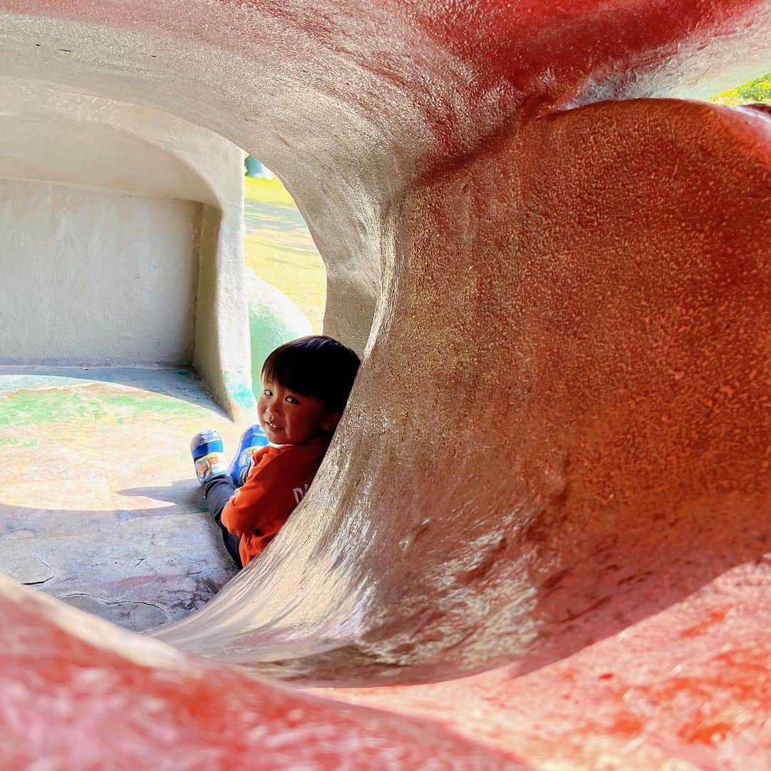 岩崎弘志さんのインスタグラム写真 - (岩崎弘志Instagram)「. 思い立って桜島自然恐竜公園へ🦖✨  3歳息子は興奮と緊張が入り混じったように遊んで ました🦕  最終的には楽しくて、帰りたくなくて、泣いちゃう パターン😆💦それくらい楽しんでくれてよかった☺️  にしても、かなり子供の日焼けと汗が気になる シーズンに突入ですね☀️‼︎  しっかり気をつけながら、思い出を作りましょう🚙🎶  この日息子が一番爆笑したシーンは、奥の超ロング スライダーでパパが発した「あかん😩ケツ痛い‼︎ ケツ痛いて‼︎」でした🤪  子供ってお尻が好きですよね🍑✨  #どんどん鹿児島 #おでかけカゴシマ #シェアカゴ #鹿児島ドライブ #鹿児島観光 #鹿児島観光スポット #鹿児島旅行 #公園巡り #公園フォト #公園遊び #鹿児島市 #鹿児島市内 #桜島 #桜島観光 #kagoshima #kagoshimacity #子供とお出かけ #子供とお出かけ部 #子供と遊ぶ #3歳男の子 #３歳男の子 #親子でおでかけ #家族でおでかけ #MBCラジオ #MBCテレビ #tege2 #tegeh #アナウンサー #ラジオパーソナリティ #岩﨑弘志」4月11日 17時12分 - iwasakikoji0326