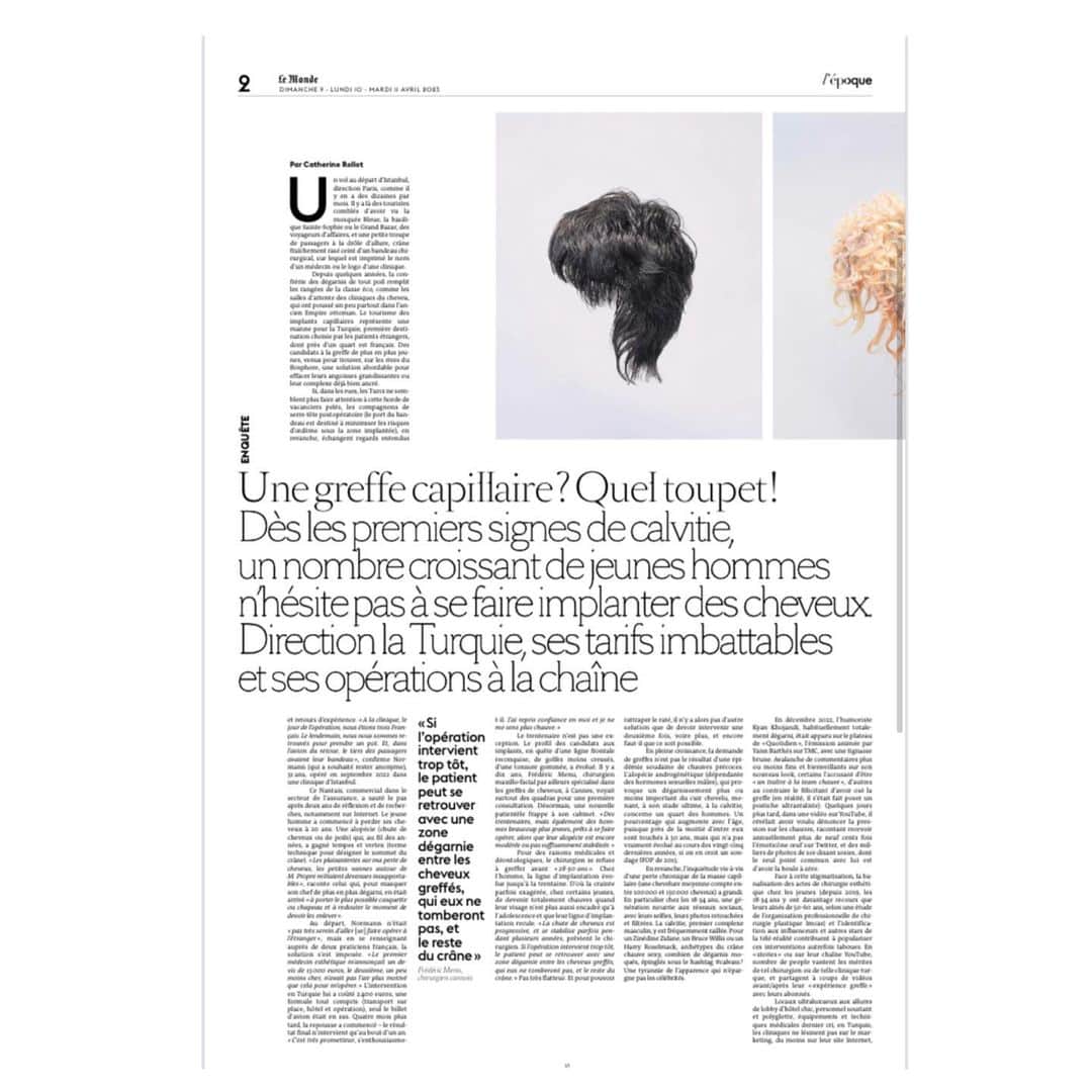 河野富広さんのインスタグラム写真 - (河野富広Instagram)「The art of wig making images for article @lemondefr  I’m so proud to be featured in french news paper .  Thank you so much 🖤🖤🖤 Soizic Landais  #tomikonowig#theartofwigmaking #personas111#konomad#konomadeditions #frenchnewspaper」4月11日 11時01分 - tomikono_wig