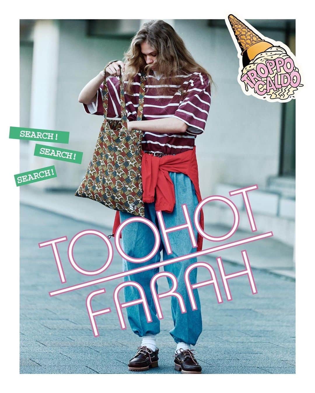 beams_harajuku_officialのインスタグラム：「... FARAH × TOO HOT Limited × BEAMS 『Triple Collaboration Collection』 4.14(Fri.) 19:00〜 Launch  @beams_harajuku . 昨今注目を集めるアメリカ・テキサス州発のワークウェアブランド〈FARAH〉とロンドンのカルチャーキュレーター〈TOO HOT Limited〉、そして〈BEAMS〉によるトリプルコラボレーションコレクションが4月14日（金）19:00にローンチします。  ローンチを記念して「ビームス 原宿」にてポップアップショップがオープンし、 期間中〈TOO HOT Limited〉が手がけたビジュアルがウィンドウを飾ります。 また同日、19時からは一般参加も可能なレセプションパーティーも開催し、ナチュールワインとイベント限定のアイシングクッキーが振る舞われ、〈TOO HOT Limited〉の創業者Ollie Evansの選曲した”Paninaro”テーマのBGMでお出迎えします。 . 【EVENT】 Place:ビームス 原宿 Date: 4.14 (Fri.) 19:00-21:00 Music: Ollie Evans Free Natural Wine & Free Cookies.  【POP-UP SHOP】 Place:ビームス 原宿 Date: 4.14 (Fri.) - 4.20 (Thu.) . Starring: Suze, Cezary, Leon Photographer: @masayatanaka1212 Stylist: @anagooooo5 Hair Stylist: @pyuuuuuu Make Up: @kie_0 Art Directer: @yukio_sugaya_works Asistant Designer: @island_mico Brand Creative Director: @ryomiyoshi Brand Producer: @kazuma_shigematsu AC: @ymzk.nrhs . #farah  #farahofficial  #toohotlimited  #beams @farah_japan @toohotlimited @beams_mens_casual」