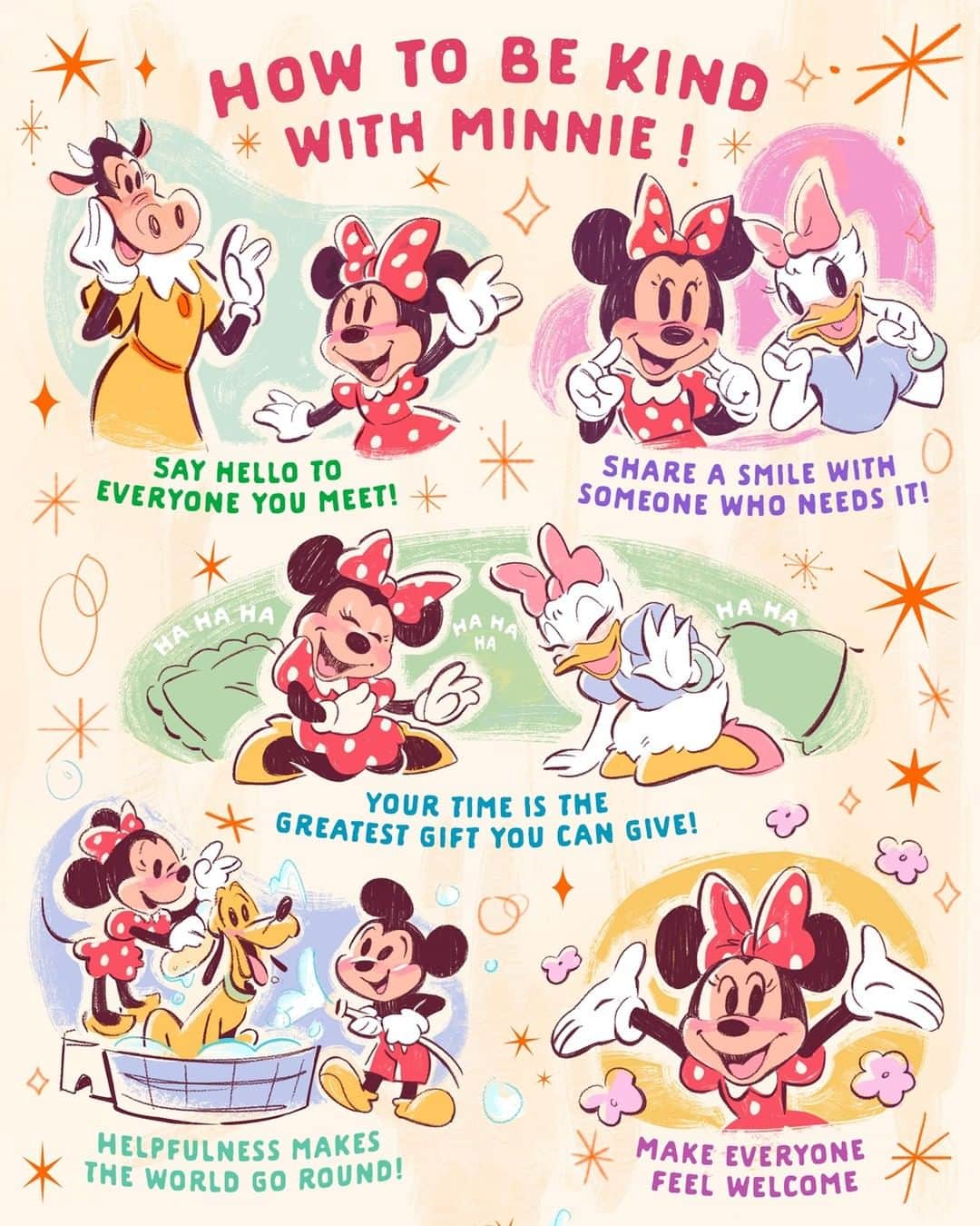 ミニーマウスのインスタグラム：「Kindness is always in style! 💗 Pay it forward today with these kindness tips from Minnie!」