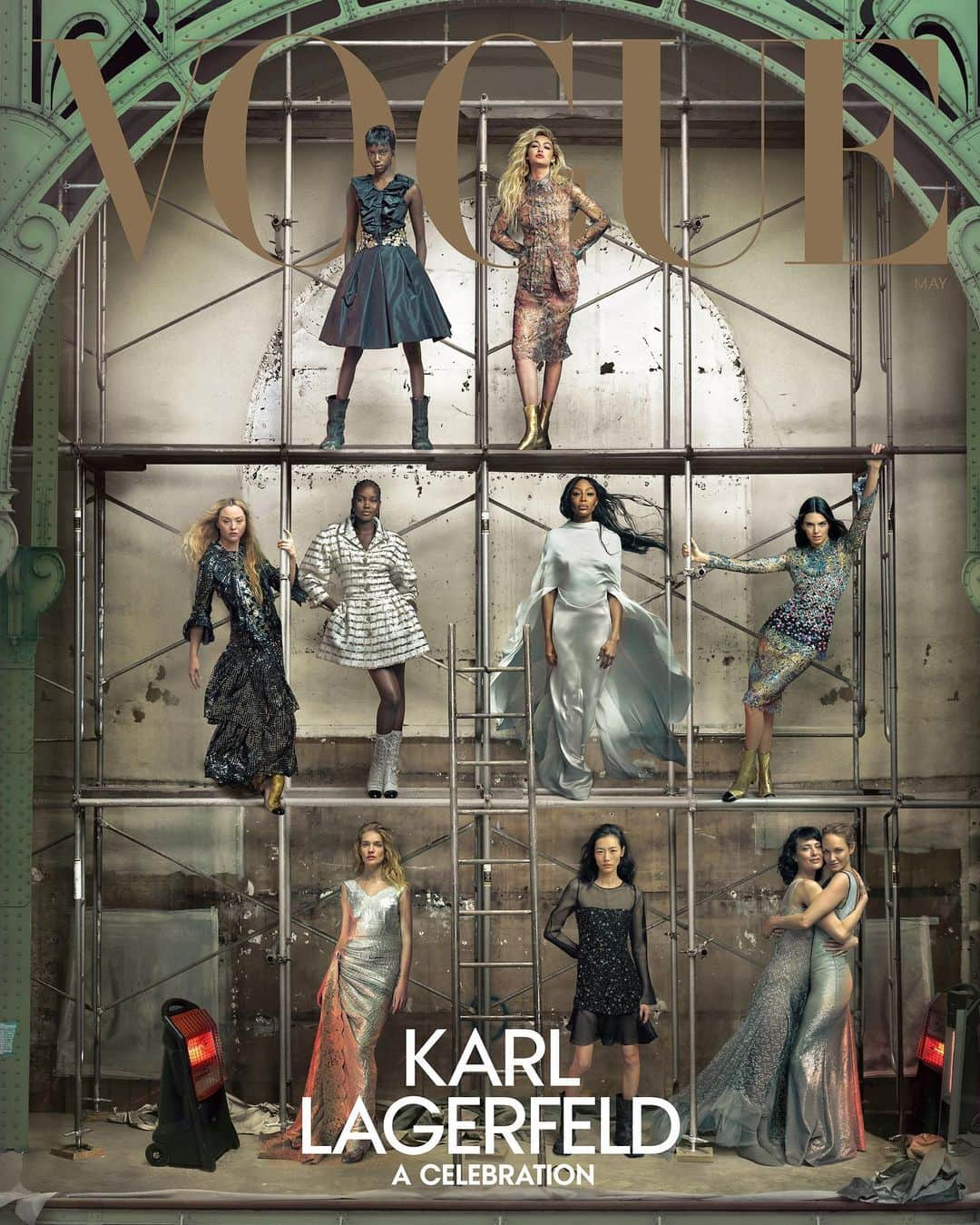 アンバー・ヴァレッタのインスタグラム：「A Vogue tribute to the exceptional talent and legacy of Karl Lagerfeld. Thank you @voguemagazine and Anna Wintour for bringing together so many fashion designers and muses to celebrate Karl. I am honored to be a part of his magical work and a part of this historical issue.  A special thank you to this lovely team.  @voguemagazine Photographer: Annie Leibovitz  @annieleibovitz Fashion Editor: Alex Harrington  @alex_jordan_harrington Global Casting Director: Ignacio Murillo  @imurillo  Hair: Jawara  @jawaraw Makeup: Fara Homidi  @farahomidi  Thank you to @fendi for my cover dress and @sacaiofficial for the dress in the second photo. All looks are beautiful tributes to Karl🤍🖤」