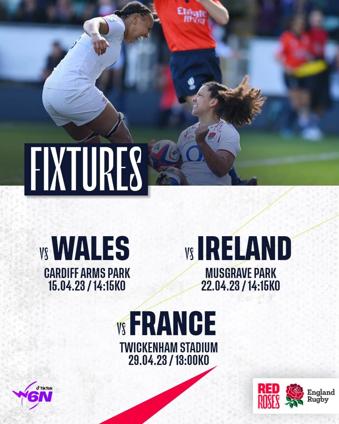 のインスタグラム：「🗓 𝗔𝗣𝗥𝗜𝗟  It's a big month for our #RedRoses 🌹  Link in bio to see them in action.  #WearTheRose | #TikTokW6N」