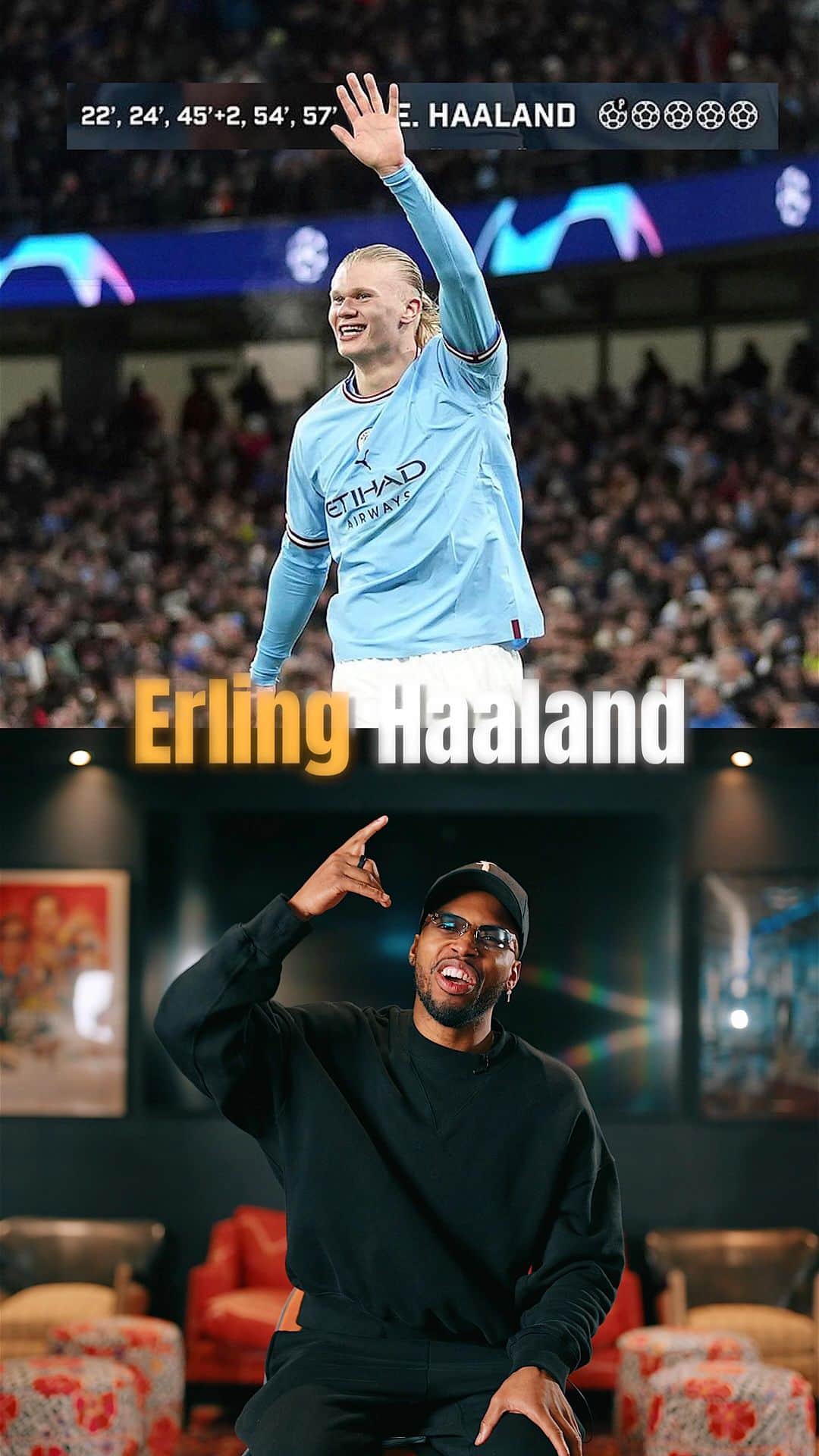 のインスタグラム：「@championsleague quarter final baby!! @mancity vs @fcbayern and @slbenfica vs @inter. Who you got winning 👀🤔? Let me know in the comments. Buzzing for these ones, let’s goooooo!!! #football #futbol #soccer #championsleague #jokes」