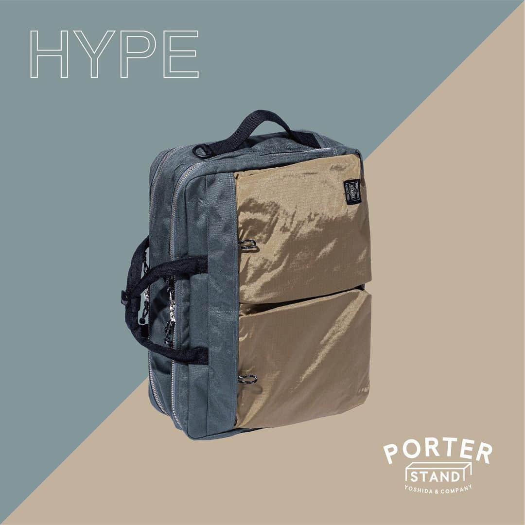 PORTER STANDさんのインスタグラム写真 - (PORTER STANDInstagram)「⁡ PORTER STAND exclusive HYPE ⁡ 3WAY BRIEFCASE No.384-05128 ¥60,500- (tax included) W410/H310/D75mm ⁡ WAIST BAG No.384-17839 ¥24,750-(tax included) W270/H165/D120mm ⁡ 異なるカラーと種類のナイロン生地を採用したデザイン性と収納ポケットの実用性が魅力のミリタリーテイストのPORTER STAND限定シリーズ。 ⁡ 耐摩耗性に優れた丈夫なコーデュラナイロンと軽量で強靭なリップストップナイロンを使用し、素材感と配色のコントラストをデザインに昇華させたシリーズです。 ⁡ 本体外装のポケットやファスナー引手に取り付けたナイロンコードに、指をかけて引っ張るとワンアクションでポケットを開けることができます。 ⁡ 是非、店頭でお手に取ってご覧ください。 ⁡ ※吉田カバンオフィシャルオンラインストアからでもご購入いただけます。 ⁡ ※商品の詳細はプロフィールのURLからご覧いただけます。 ⁡ ※各店の営業時間は下記をご確認ください。 PORTER STAND SHINJUKU 11:00（土日祝10:30）〜21:00 PORTER STAND SHINAGAWA 8:00〜22:00（日祝21:00） PORTER STAND KYOTO 10:00〜18:00 ⁡ #yoshidakaban #porter #luggagelabel #potr #yoshida #porteryoshida #porterstand #shinjuku #shinagawa #kyoto #madeinjapan #japan #hype #corduranylon #ripstopnylon #military #exclusive #gbp #吉田カバン #ポーター #ポータースタンド #新宿 #品川 #京都 #ルミネエスト #駅ナカ #産寧坂 #ハイプ #限定アイテム #再入荷」4月11日 21時37分 - porter_stand