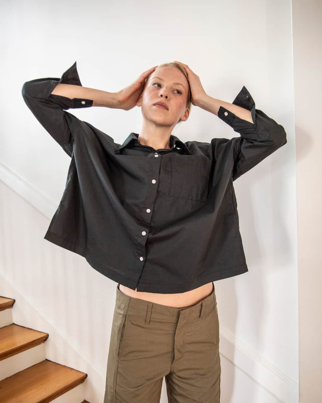 スティーブンアランのインスタグラム：「Easy silhouettes. Perfect light layers. ​​​​​​​​​ The Lucy Shirt is made in the USA from crisp and classic Japanese 100% cotton poplin」