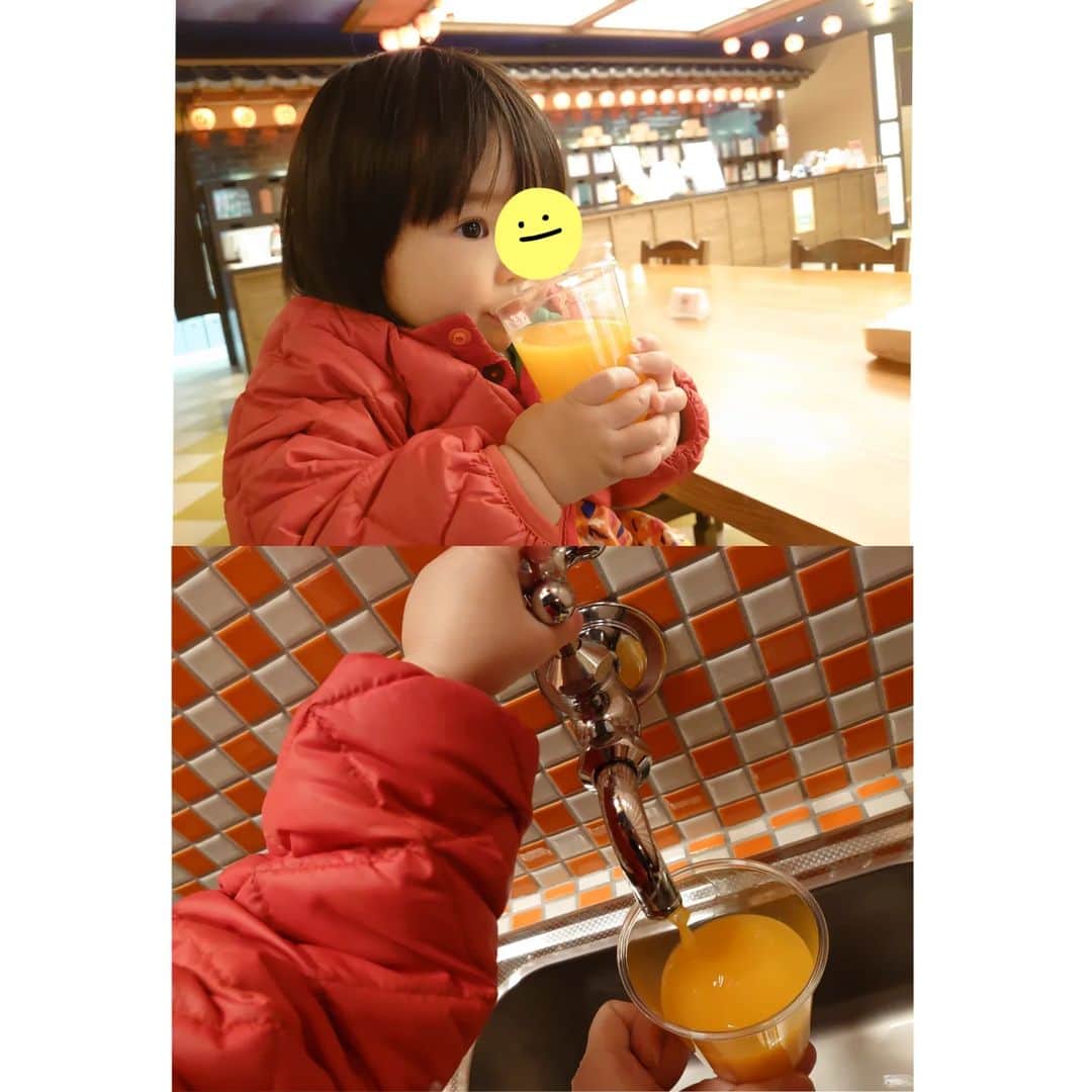 のインスタグラム：「蛇口からみかんじゅーす🍊 娘が1人で全部飲み干しました😂  温泉ボールプールを楽しんだり♨  からくり時計や坊っちゃん列車、 ただただ懐かしかったー！！  #道後温泉 #蛇口からみかんジュース  #温泉ボールプール」