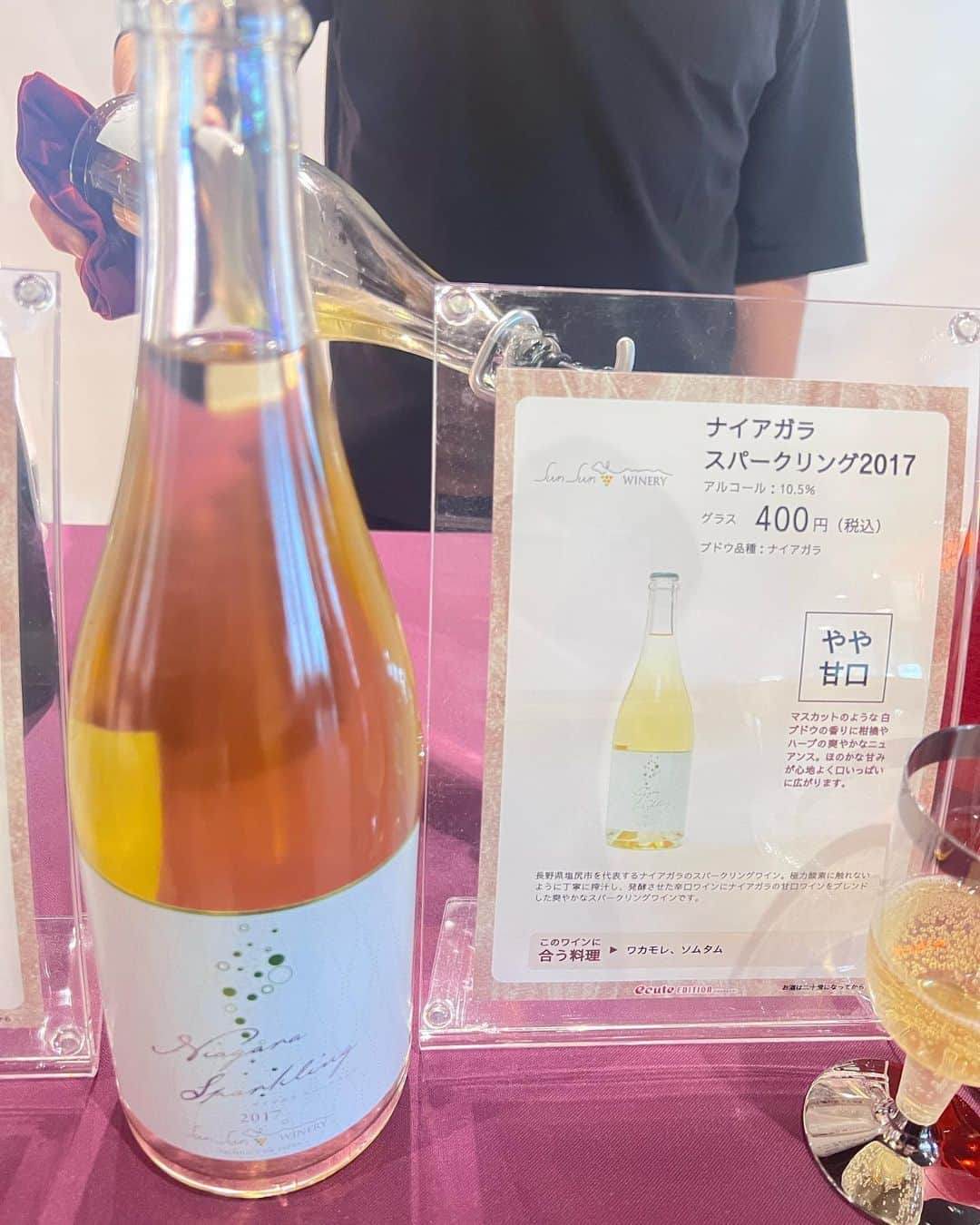 千代田唯さんのインスタグラム写真 - (千代田唯Instagram)「「長野県 桔梗ヶ原・日本アルプスワインバレーを旅するエキテラス」 飯田橋で行われていたので、行ってきました☺️✨  最近よく長野ワインのイベントに参加しているので 顔なじみの生産者さんや日本ワイン好きな方とお会いできて嬉しいです☺️✨はじめましての方ともたくさんお話できました〜✨  長野ワイン！と言えばメルロー🍇が有名ですが 最近個人的にはソーヴィニヨン・ブランや シードル🍎にも注目しています✨ 個性があって面白く、そして美味しい☺️✨ 温かくなってきたので、スッキリしたワインが飲みたい気分？なのかもしれませんね〜✨  今年は初めて塩尻ワイナリーフェスにも参加する予定なので 今からとても楽しみです🥰  #長野ワイン  #長野ワインフェス #ワインイベント #日本ワイン #japanesewine  #ワインインフルエンサー #ミスワイン #神主 #ワイン講師 #ワイン #ワインイベント#wine#ワイン好きな人と繋がりたい#ワイン好き #winelover」4月11日 22時33分 - chiyodayui0920