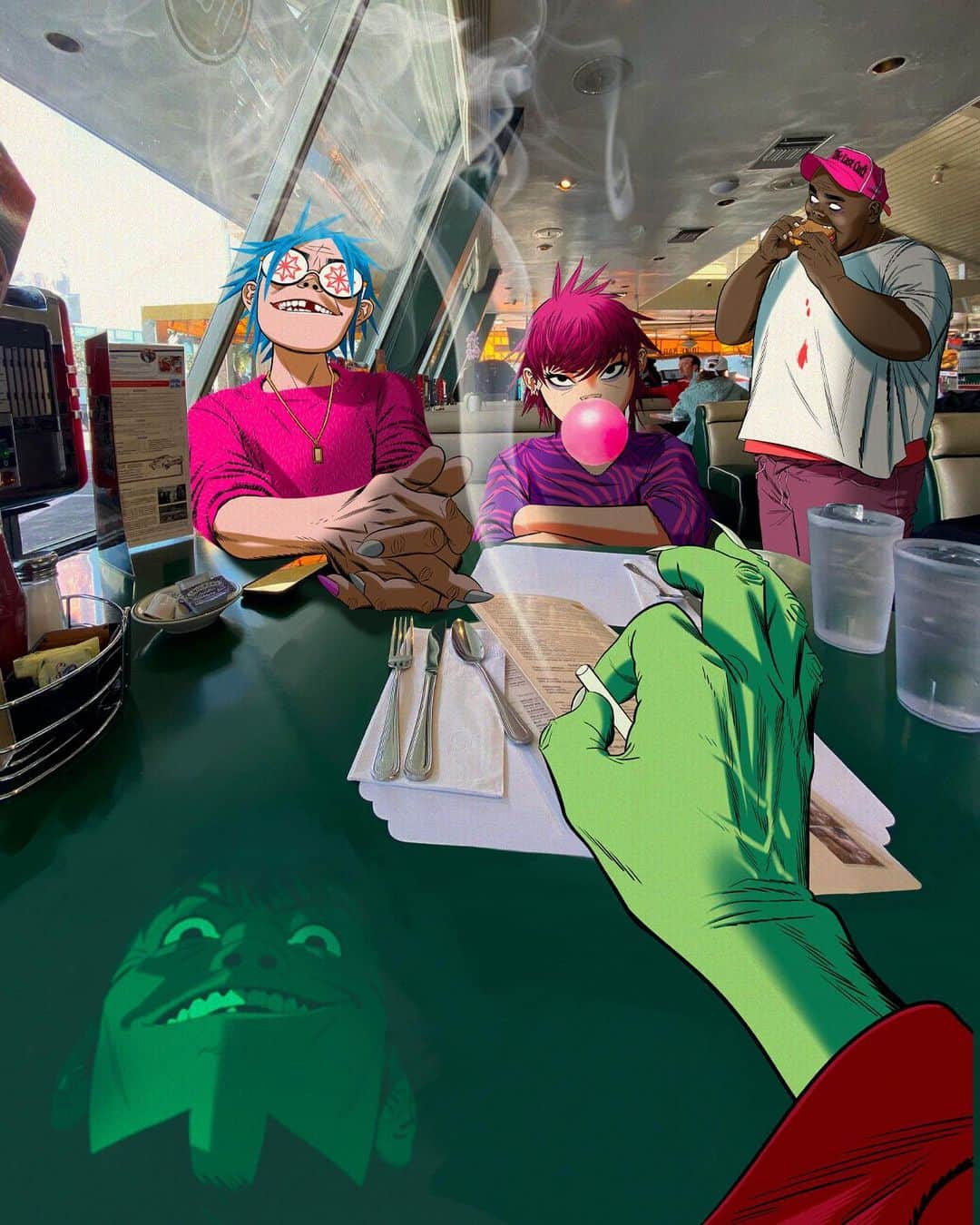 Gorillazのインスタグラム：「Throwback to the moment when 2D became The Chosen One, Noodle became The Scholar, Russel became The Seeker of Truth and Murdoc became The Great Leader #thelastcult #praisebetomurdoc」