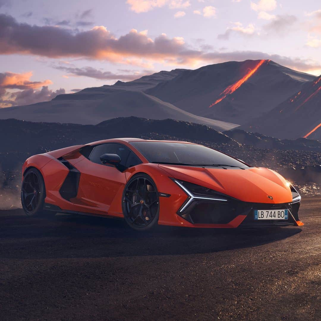 ランボルギーニのインスタグラム：「If a volcano is not enough to make you feel the power, we added thunder and lightning: the new Lamborghini Revuelto, our first super sports V12 hybrid plug-in HPEV. From now on, we will set a new standard of energy.  #Lamborghini #Revuelto #FromNowOn __ The vehicle is not yet offered for sale and is therefore not subject to Directive 1999/94/EC. The fuel consumption and emissions data is in the type approval stage」