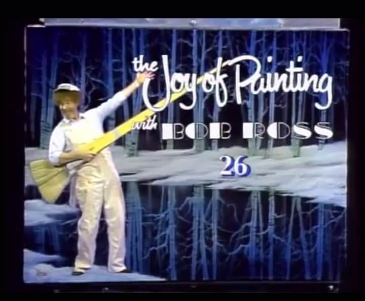 ルナ・ブライズ・ボイドのインスタグラム：「The Joy of Painting with Bob Ross  (Intro: Season 26)  a man sharing his love for painting with the world 🌎 🖼️ you don’t even need to paint, you can just listen to him speak and somehow you’re taken into this serene state of mind and you will feel the peace in the little world he’s creating   miss you bob 🎈」