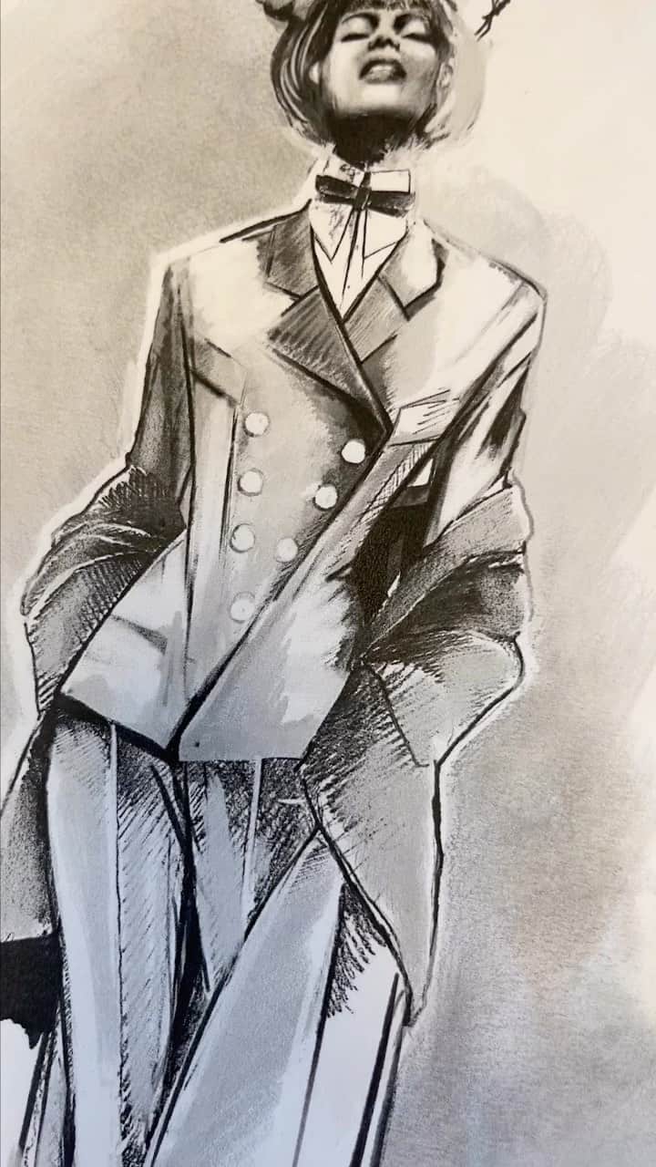 バルマンのインスタグラム：「KARL LAGERFELD: A CELEBRATION  When asked to reinterpret Karl Lagerfeld’s signature style for @voguemagazine’s May 2023 issue, Creative Director @olivier_rousteing quickly dove into the Balmain archives to study his mentor’s sketches and photographs from his time with the House. Particularly inspired by the former “Balmain Boy”’s play between the masculine and the feminine, @olivier_rousteing imagined a black and white tailored ensemble fit for Lagerfeld himself.」