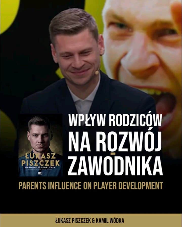 ウカシュ・ピシュチェクのインスタグラム：「Dziecko od swoich najbliższych uczy się rozumienia otaczającego go świata. Tego co jest dobre, a co złe. Co warto robić, a czego unikać. Również tego, co to znaczy zagrać pierwszy mecz. Wystąpić w szkolnym przedstawieniu. To jest miłe, czy trzeba się tego bać? Muszę liczyć tylko na siebie i nie mogę popełnić błędu? Czy też cieszę się z tego co robię i wiem, że za moimi plecami są rodzice, którzy będą przy mnie niezależnie od wyniku?  To pierwszy "pakiet", w który zostajemy w życiu wyposażeni. I jak to przedstawił na ilustracji @pawelkrynskiart - możemy dziecku zaproponować symboliczne skrzydła, które w przyszłości pomogą mu zalecieć wysoko, ale może to też być kula u nogi, która będzie mu konsekwentnie ciążyć.  W tym rozdziale jest właśnie o tym. O tym jak można działać, aby to było rzeczywiście pomocne dla dziecka. #MentalnośćSportowca」