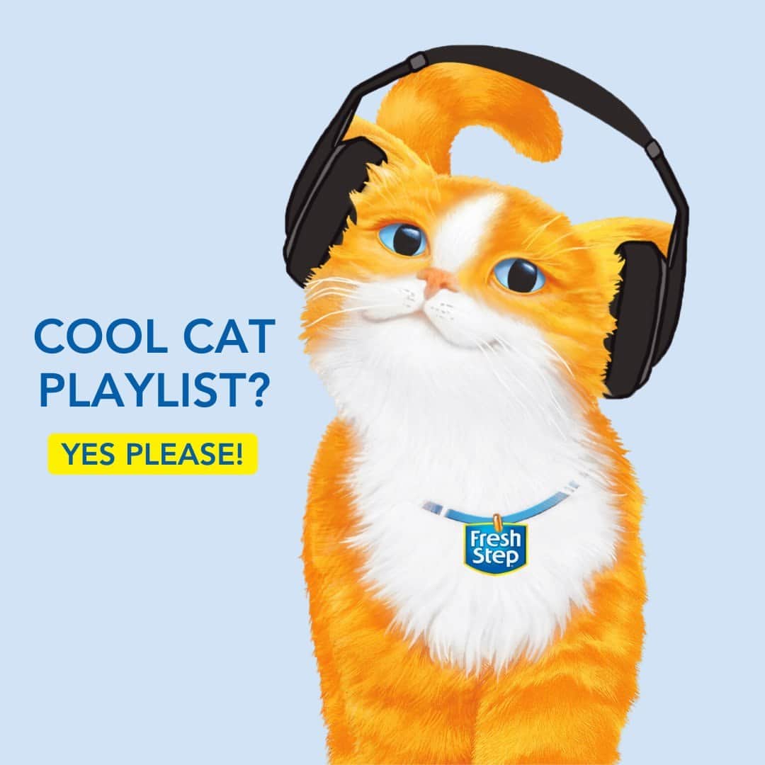 Fresh Stepのインスタグラム：「Want cat music? Check out our Music for Cool Cats playlist! It’s an eclectic mix for #nationalpetday that matches the many moods of you and your feline friends 🎶😸 Listen with the link in our bio!  #cat #cats #kittycat #cattok #Kitten #CatLover #Kitty #CatLife #CatLove #CatoftheDay #LoveCats #HappyCat #freshstep #freshsteplitter #cats #listentothis #nowspinning #musicforcats #catmusic」