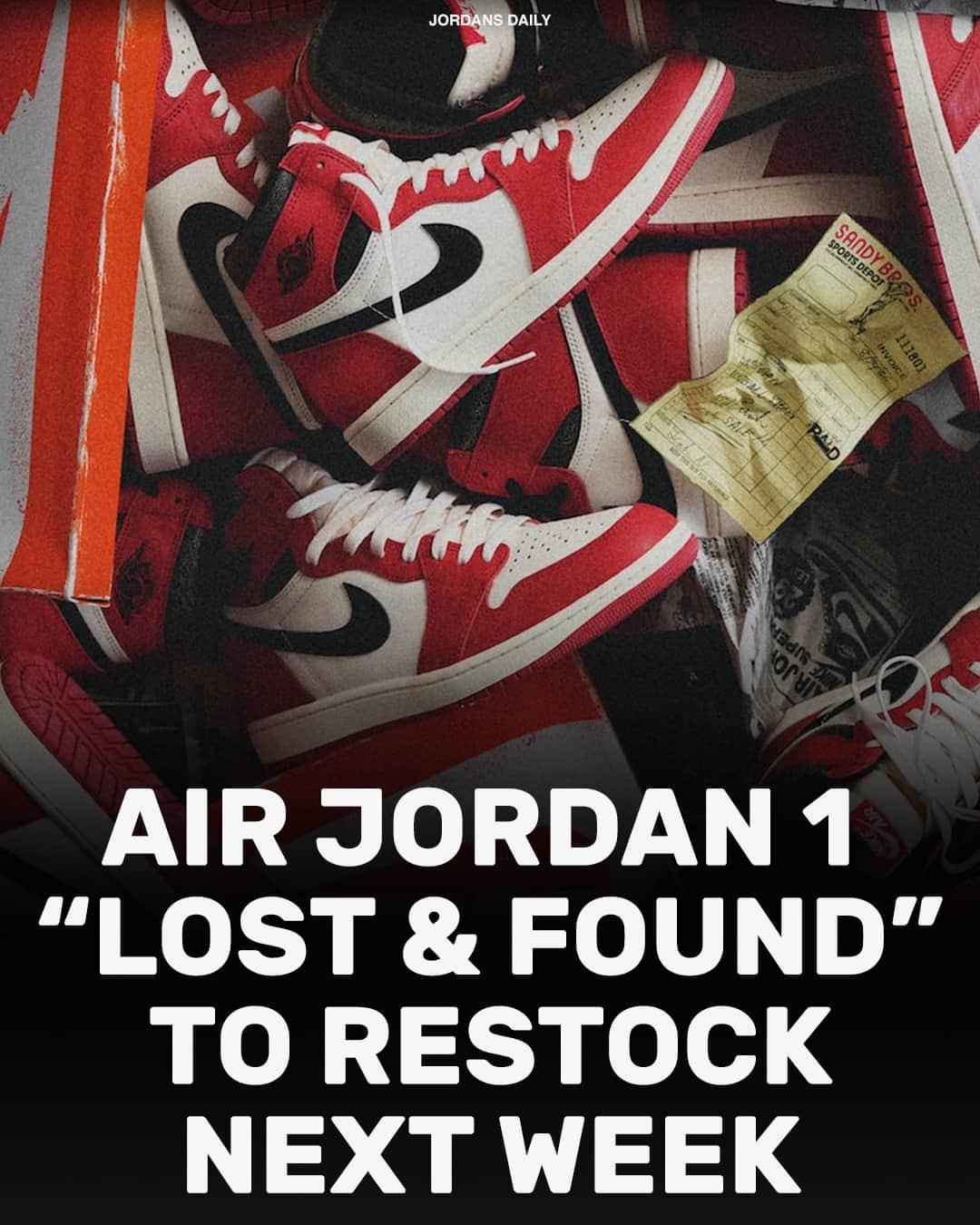 Sneaker News x Jordans Dailyさんのインスタグラム写真 - (Sneaker News x Jordans DailyInstagram)「Nike SNKRS just teased that a restock of the Air Jordan 1 "Lost & Found" is going down next week 👀」4月12日 6時57分 - jordansdaily