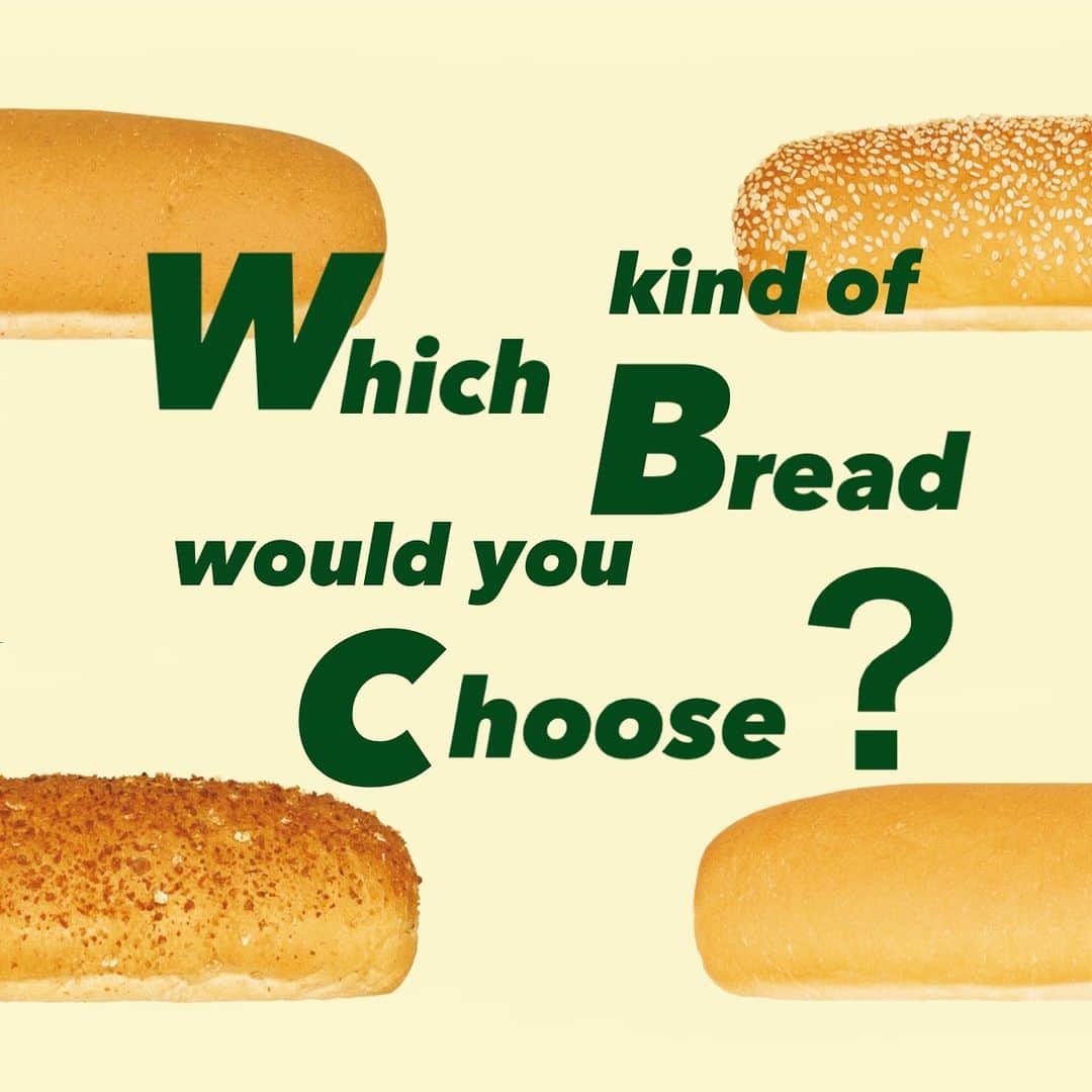 サブウェイのインスタグラム：「. Which kind of bread would you choose?   サブウェイには4種類のパンがあることをご存知でしょうか？🥖  これを見ればパン選びで迷うことなし！今日はみなさんの好みのパンを探していきましょう！✈︎  1 ウィート 2 ホワイト 3 セサミ 4 ハニーオーツ　  どのパンを選んだらいいかわからない！そんな時は魔法の言葉『おすすめで！』を使ってみてくださいね🧙‍♀️  🌟新商品情報やお得なクーポン、サンドイッチのカスタマイズなど、 サブウェイをもっと楽しむための情報発信中!!是非フォローしてね🌟  @subwayjp  #サブウェイ #カスタマイズ #パン #サブウェイカスタマイズ」