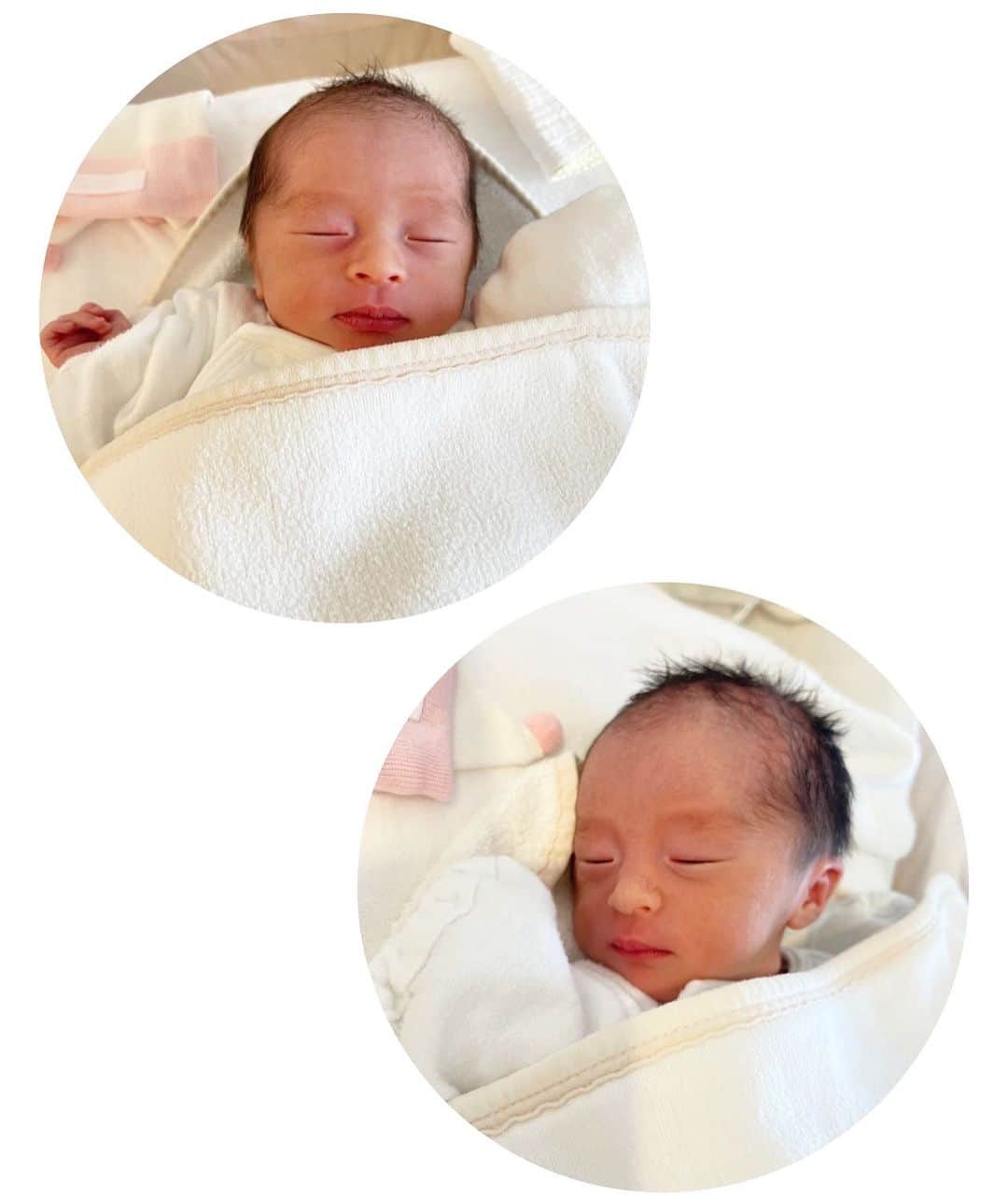 のインスタグラム：「Hello🌍 Welcome to the world❤️ 4月10日14:00頃に 2500g、2502gの 元気な女の子の赤ちゃんを無事に 出産しました✨ 37週と3日間 お腹の中で元気に育ってくれた2人 最後まで母体も元気に過ごす事が出来ました🥰 生まれる瞬間は彼も立ち会う事が出来 不安だった中、彼に会えてホッとしました 何よりもの感動と喜びを感じ この喜びを永遠に忘れたくない 大切に育てていこうと 感謝の気持ちで溢れています 帝王切開での出産 手術後の傷の痛みに耐えております🥹 少しでも早い回復❤️‍🩹を願って 子供達との日々を楽しみに✨ 頑張ります💓 二卵性の2人ですが お顔は似ているような気がします🤭  今か今かと楽しみに待っていて下さった フォロワーの皆様に一先ずご報告です💓 これからも私たち家族を 見守って下さりますように❤️ 出産前に沢山のあたたかい心強い応援を 本当にありがとうございました💓 #37week3days #twins #二卵性 #双子」