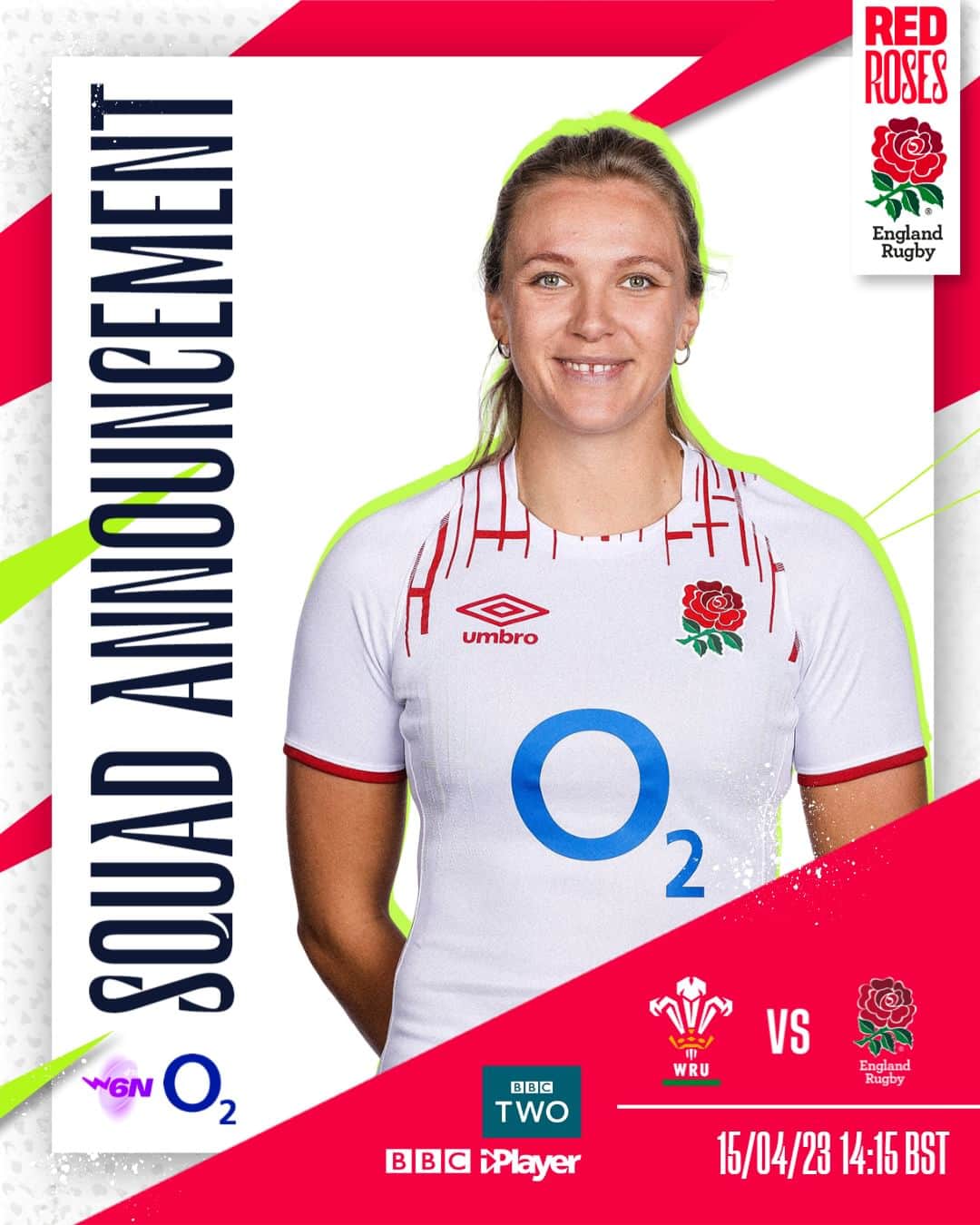 のインスタグラム：「📋 𝗧𝗘𝗔𝗠 𝗔𝗡𝗡𝗢𝗨𝗡𝗖𝗘𝗠𝗘𝗡𝗧  Your #RedRoses 𝗦𝘁𝗮𝗿𝘁𝗶𝗻𝗴 𝗫𝗩 to face Wales on Saturday.  #WearTheRose | #TikTokW6N」
