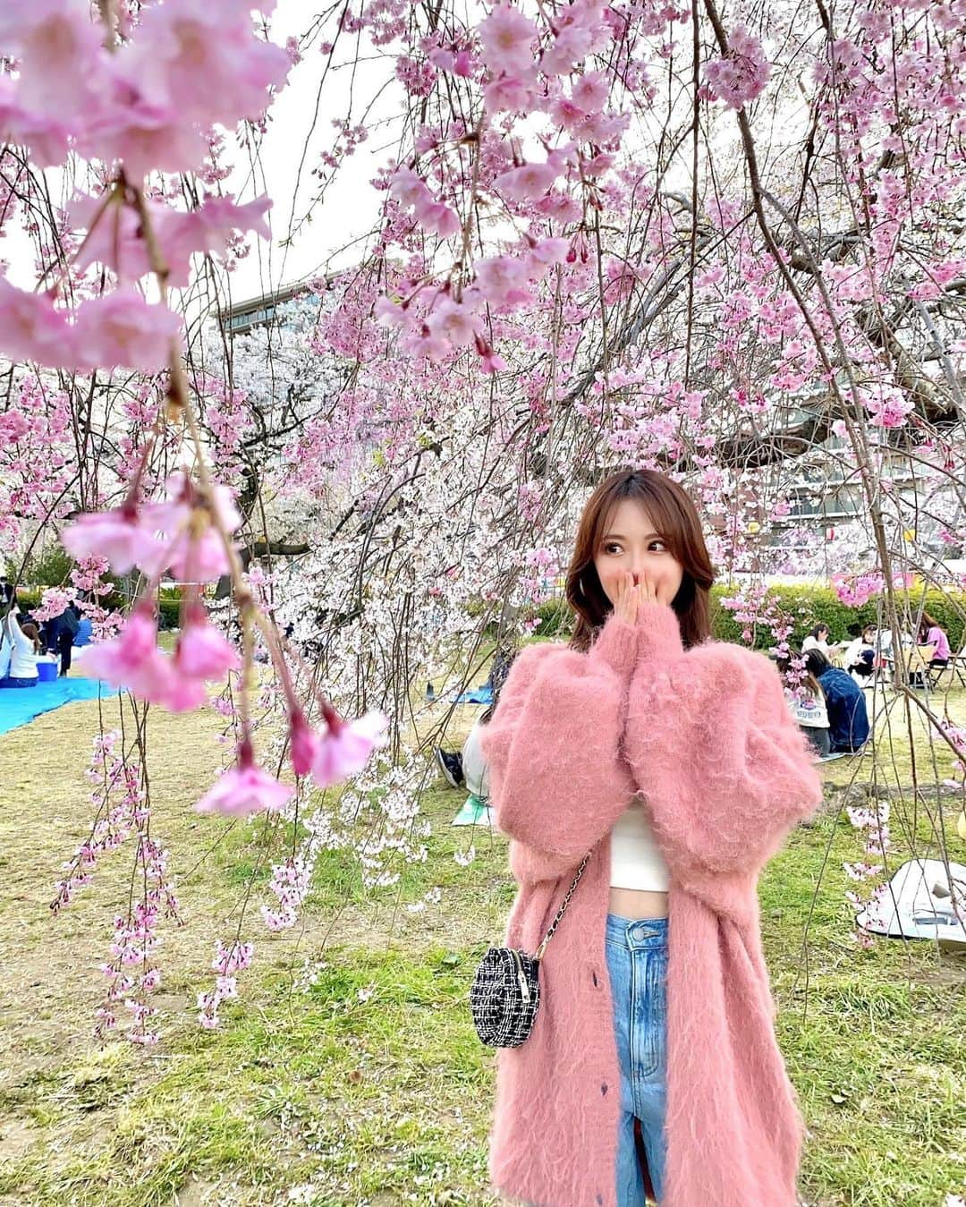 あやかさんのインスタグラム：「ストーリーでいいねって言ってもらうことが多かった写真🌸 仙台ももう葉桜になったよ🌿 桜写真おわりっ！  #벚꽃 #꽃놀이 #榴岡公園 #桜まつり #仙台 #枝垂れ桜」