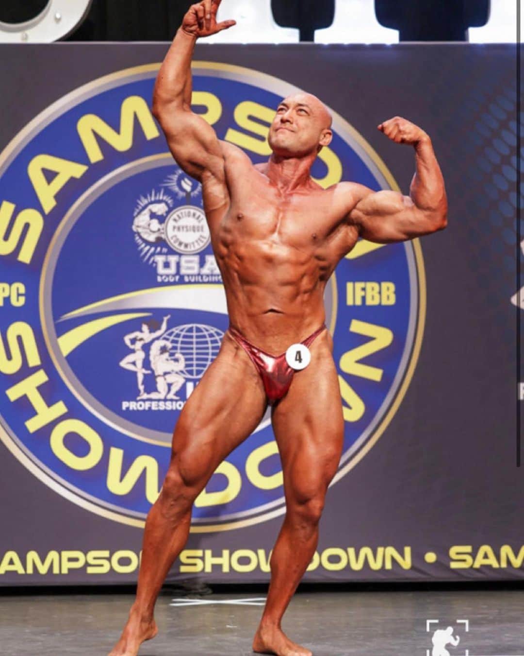 のインスタグラム：「Repost from @kaiho_fit • Such an amazing experience!! . Show: 2023 Sampson Showdown @sampsonproductions  Coach: @hideyamagishi  Gym: @powerhousegymlasvegas  Suit: @saleylasuits  Tan: @martinispraytan  Team Hide!!!」