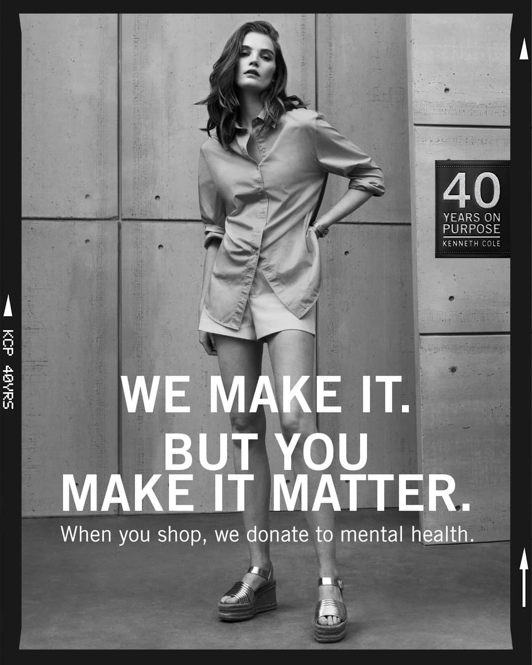 ケネスコールのインスタグラム：「A percentage of every sale at KennethCole.com is donated to @mentalhealthcoalition through our partnership with @shoppinggives.  Click the link in our bio to make a purchase and make an impact. #KennethCole #40YearsOnPurpose #YouShopWeDonate」