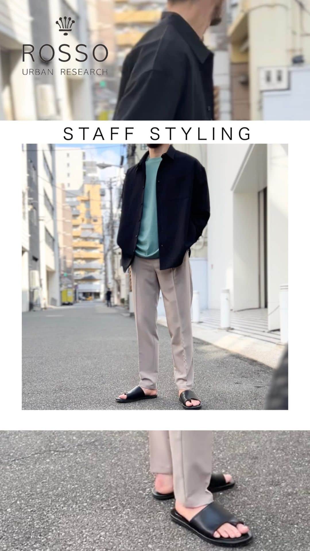 のインスタグラム：「・  【STAFF STYLING】  《画面左下をタップすると商品詳細をご覧いただけます》  ーーーーーーーーーーーー  model : 173cm  《ITEM》 【SHIRT】　 イージーケアリラックスシャツ カラー : BLACK サイズ : L ￥9,900（tax in)  【TOPS】　 USAコットンMYSTANDARD半袖Tシャツ カラー : SAGE GREEN サイズ : L ￥4,510（tax in)  【PANTS】　 ハイパフォーマンスアーバンイージーパンツ カラー:MOCHA サイズ : L  ￥8,910（tax in)  ーーーーーーーーーーーー  .  #urbanresearchrossomen#アーバンリサーチロッソメン#fashion #ファッション #ファッションコーデ #冬コーデ #秋冬コーデ #大人カジュアル #きれいめカジュアル #大人カジュアルコーデ #きれいめカジュアルコーデ #ギフト #ギフトにおすすめ #おすすめギフト #ootd #スタイリング #スタッフスタイリング#リール #リール動画」