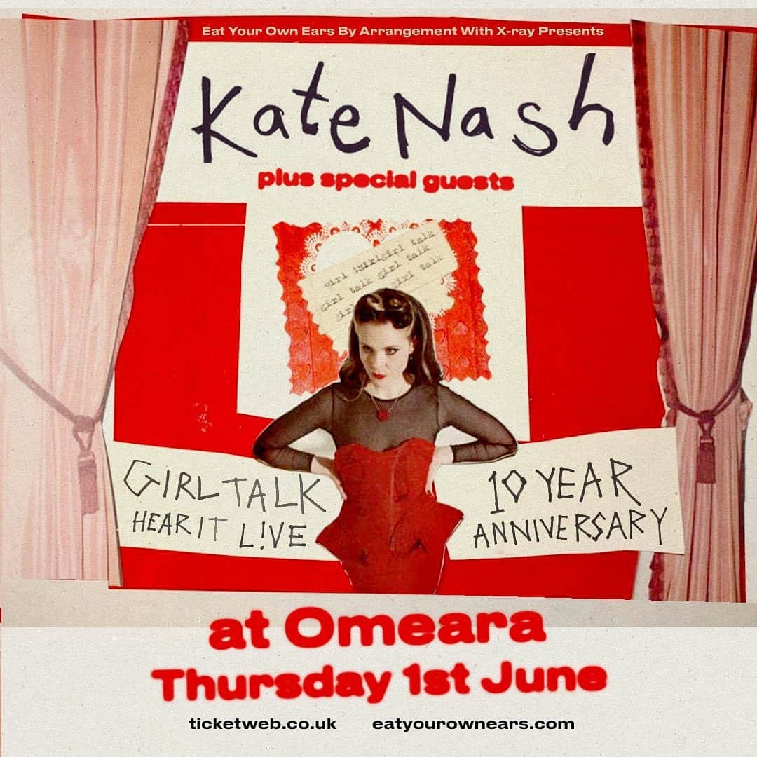 のインスタグラム：「VERY excited to announce this show. Celebrate 10 years of Girl Talk with me, hear the album LIVE at @omearalondon June 1st, ticket link in BIO. On sale Friday at 10.00 AM! ❤️❤️❤️ poster @discordo original album artwork Emma Chitty」