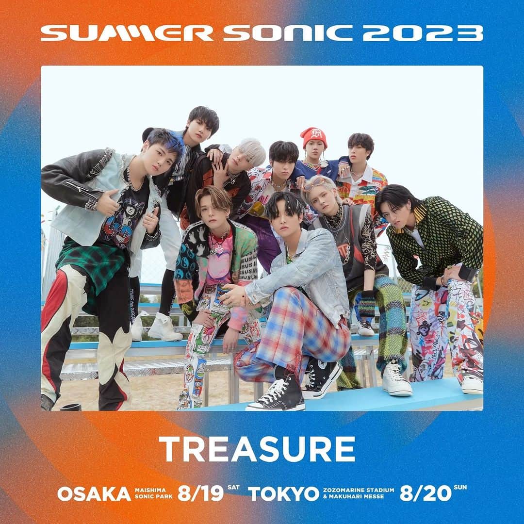 のインスタグラム：「l ◤ TREASURE ◢| BIGBANGやBLACKPINKらを輩出した、YG ENTERTAINMENT所属のボーイズグループ💎✨  昨年は「ODD BRICK FESTIVAL 2022」で日本初ステージを踏み、8都市26公演のべ29万人（!!）を動員したツアーも大成功を収めた彼らが待望の #サマソニ 初登場です🥳  #TREASURE  ♫HELLO」