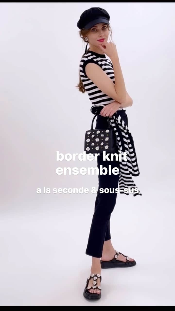 Tsuru by Mariko Oikawaのインスタグラム：「border ensemble.  a la seconde ¥19,800（tax in）  sous-sus ¥16,500（tax in）  #tsuru #tsurubymarikooikawa #2023ss」