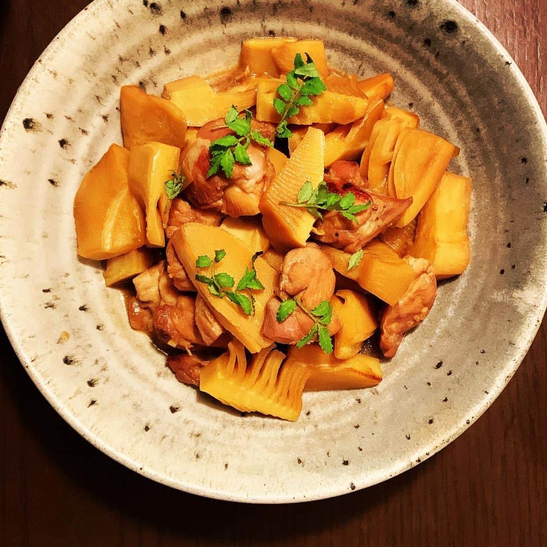 志摩有子さんのインスタグラム写真 - (志摩有子Instagram)「もう半分は鶏もも肉と甘辛味の煮物に。おだしたっぷりでじっくり炊いて味をしっかり染み込ませる。これ、お弁当に入れても喜ばれるやつ。  #たけのこレシピ  #たけのこの煮物 @yomiyatakashi @arikoya_official」4月12日 22時19分 - ariko418