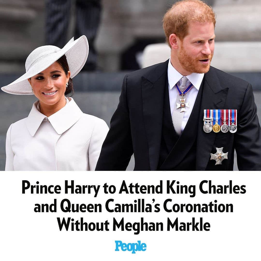 People Magazineさんのインスタグラム写真 - (People MagazineInstagram)「Prince Harry will attend the coronation of his father, King Charles III — but Meghan Markle will not be by his side. The Duke of Sussex wanted to be at the service to support his father at this important moment in his life, a friend tells PEOPLE. Read the full story at the link in our bio. | 📷: Toby Melville - WPA Pool/Getty」4月12日 23時06分 - people