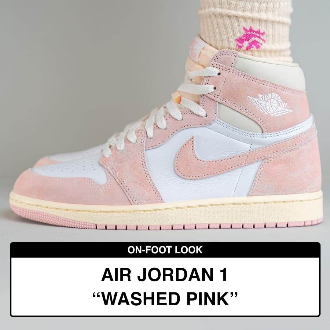 Sneaker News x Jordans Dailyさんのインスタグラム写真 - (Sneaker News x Jordans DailyInstagram)「On-Foot Look: Air Jordan 1 "Washed Pink" 🧼⁠ Are these a COP or PASS for you!?⁠ ⁠ -⁠ Release Date: April 22nd, 2023⁠ Color: Atmosphere/White/Muslin/Sail⁠ Retail: $180 USD⁠ LINK IN BIO for official images!」4月12日 23時12分 - jordansdaily
