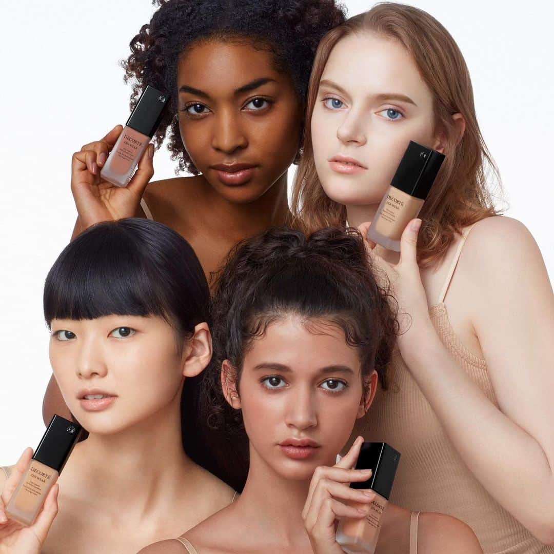 DECORTÉのインスタグラム：「Our NEW Zen Wear Foundation is formulated with moisturizing ingredients that glide evenly onto the skin, creating a smooth, semi-matte finish. The multi-proof formula prevents smudging due to perspiration, sebum and humidity. Available now on decortecosmetics.com and @saks.」