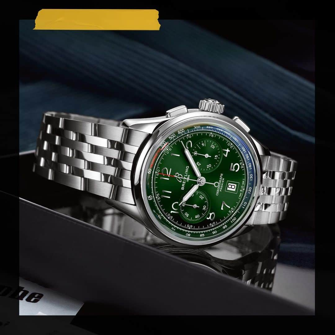 ブライトリングさんのインスタグラム写真 - (ブライトリングInstagram)「Green dials are having their moment. What are your thoughts on the statement shade?  Pictured: The Premier B01 Chronograph 42  ⠀ ⠀ ⠀ ⠀ ⠀ ⠀ ⠀  #breitling #squadonamission #chronograph #premier #heritage #elegance #swissmade #luxury #watches #greendial」4月13日 0時03分 - breitling